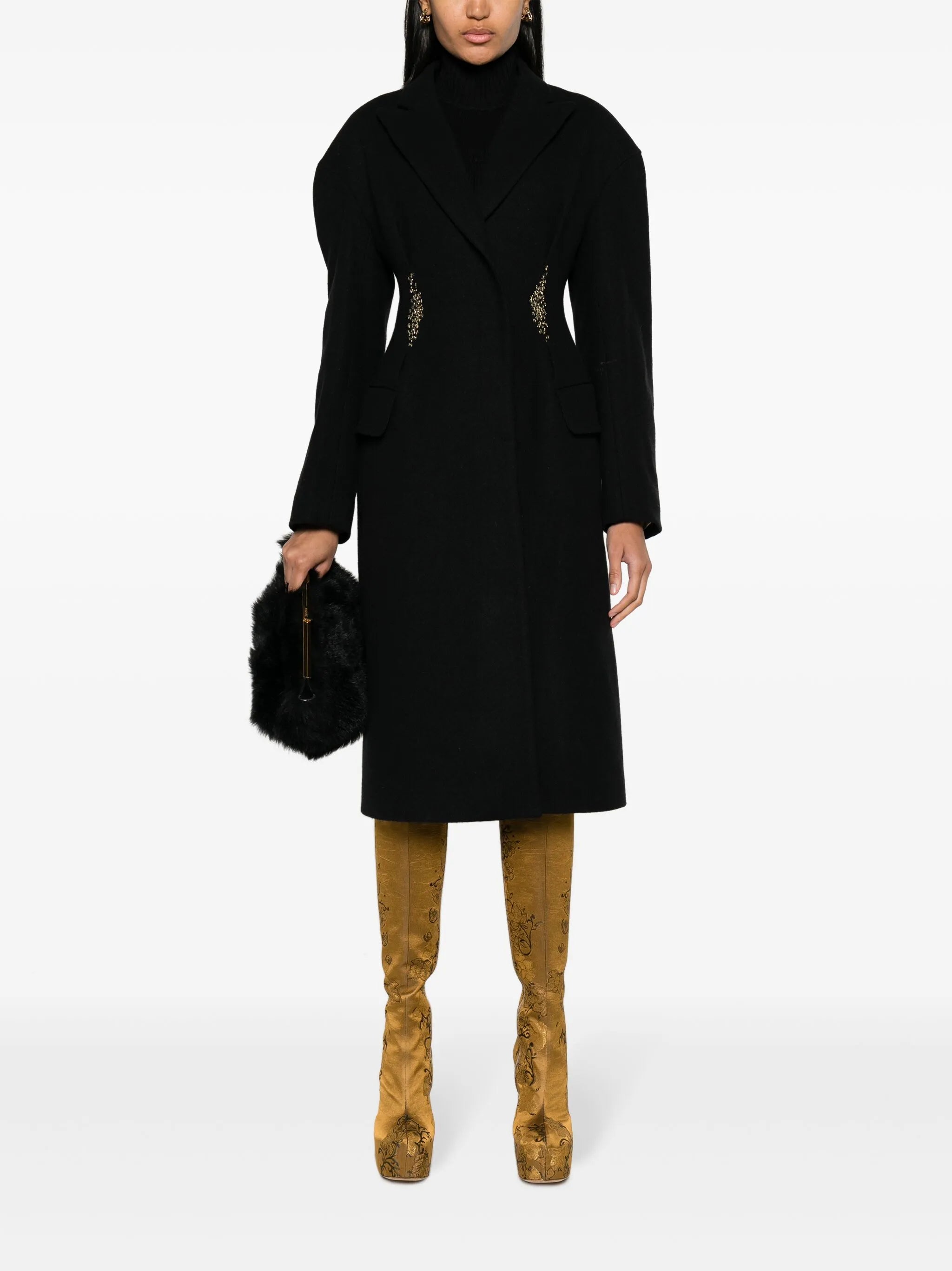 Ravis single-breasted embroidered-waist coat