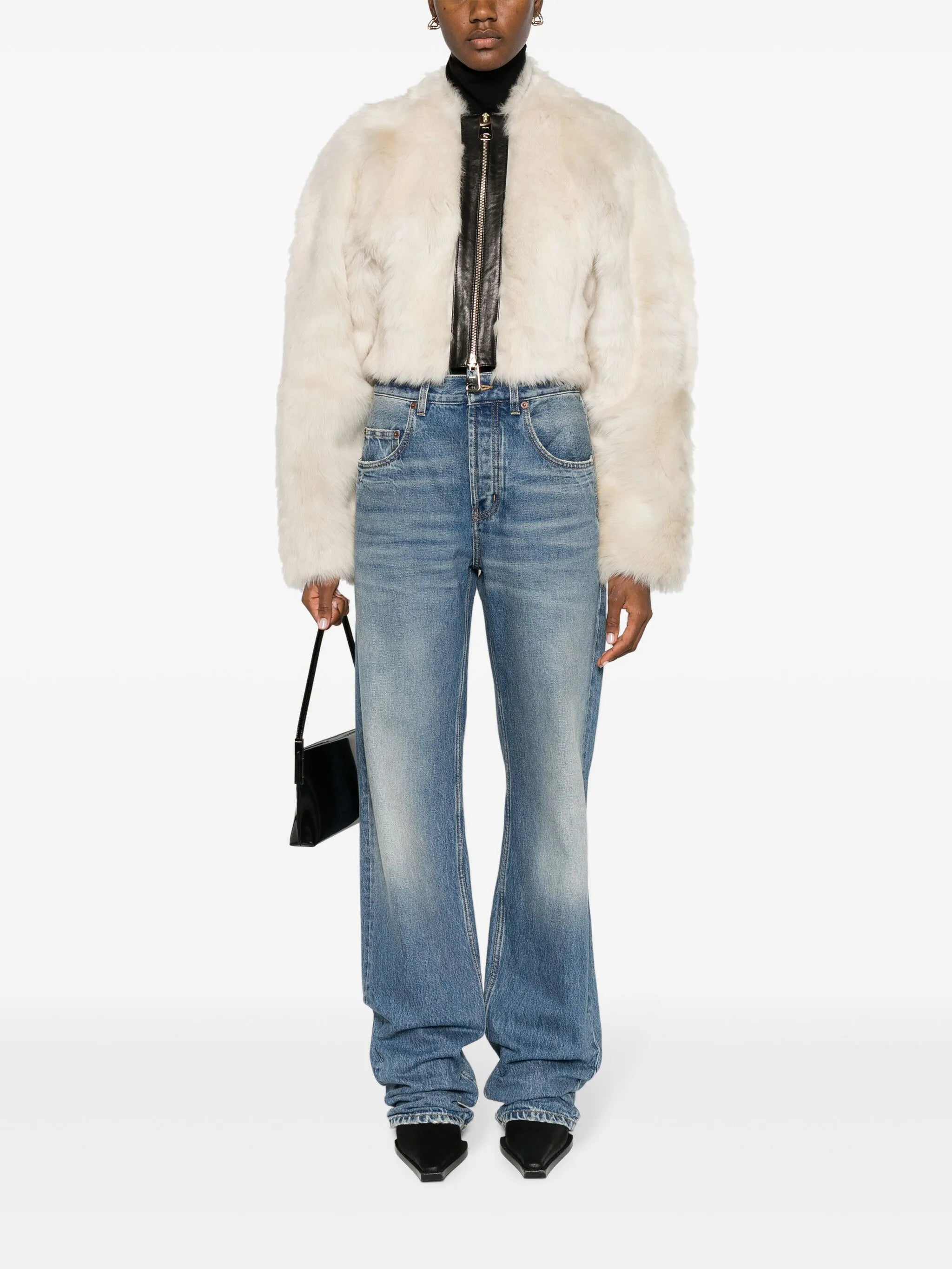 Gracell faux-fur cropped jacket