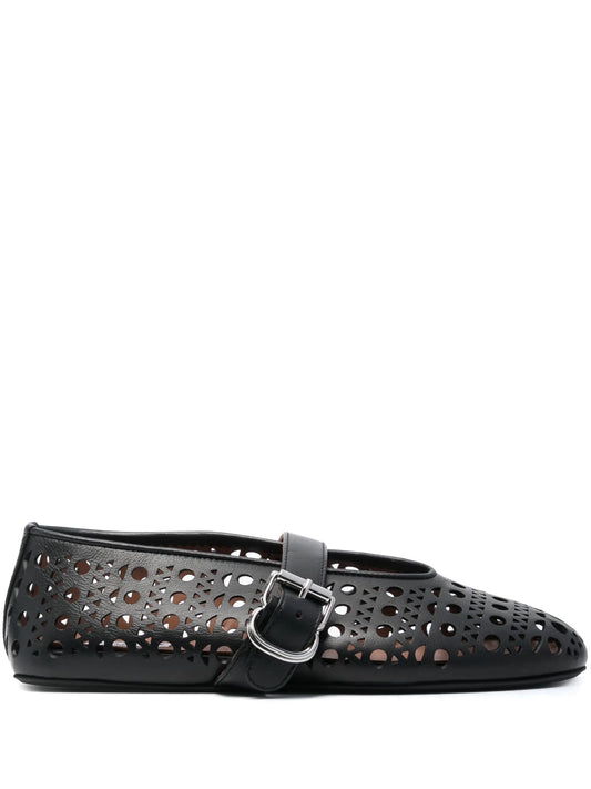 cut-out leather ballerinas