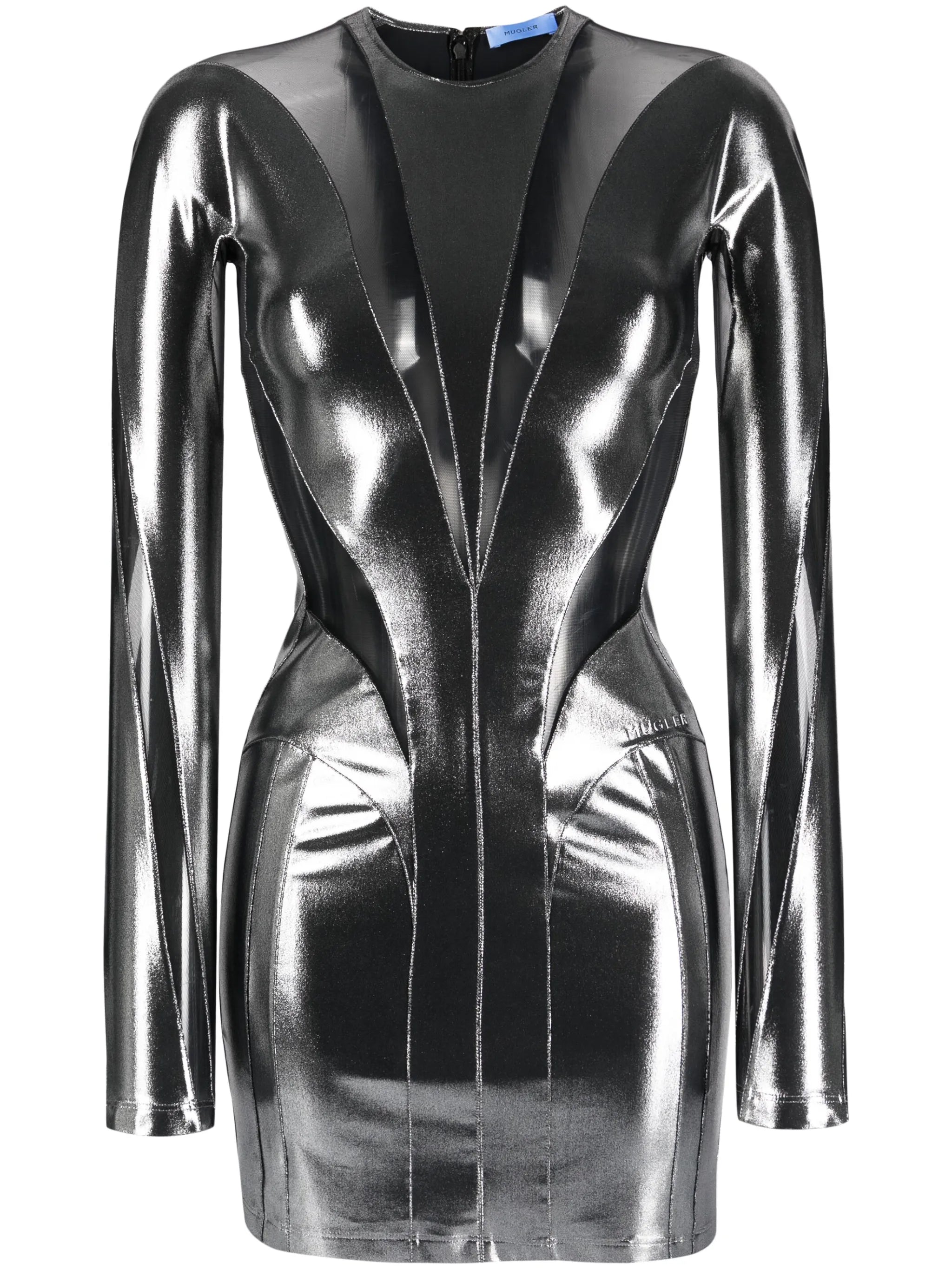 Illusion sheer-panel mini dress
