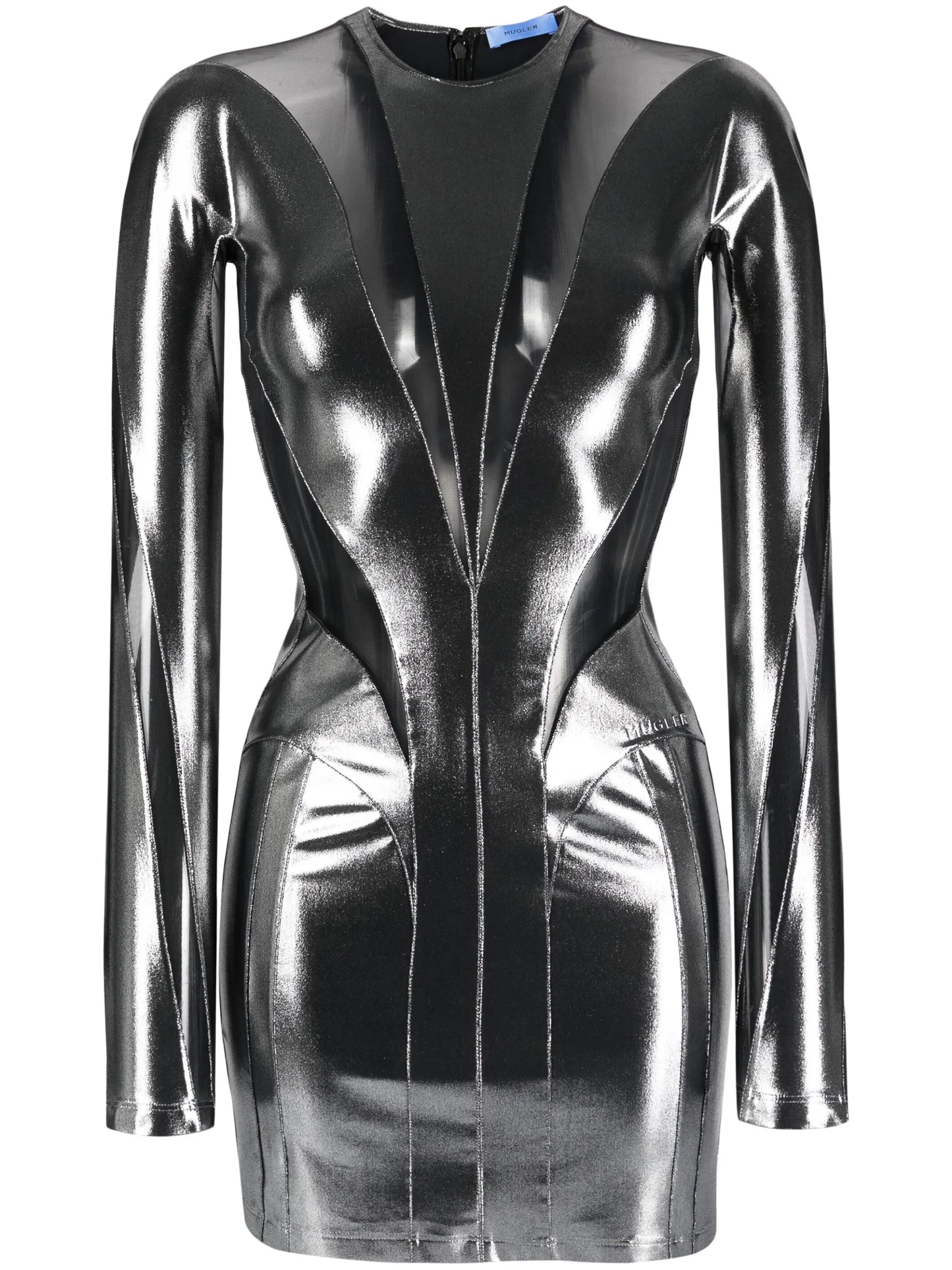 Illusion sheer-panel mini dress