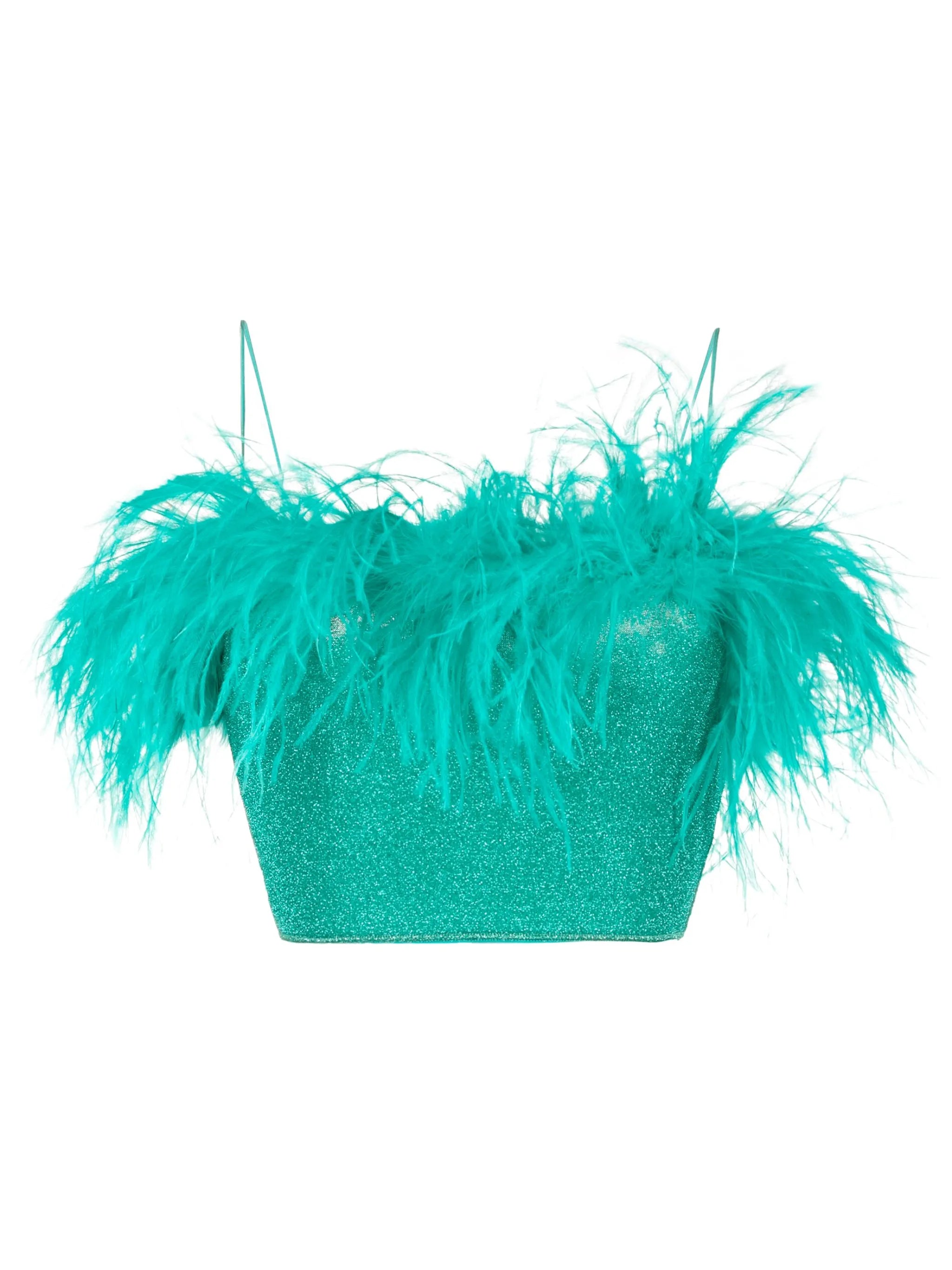 feather-detail crop top