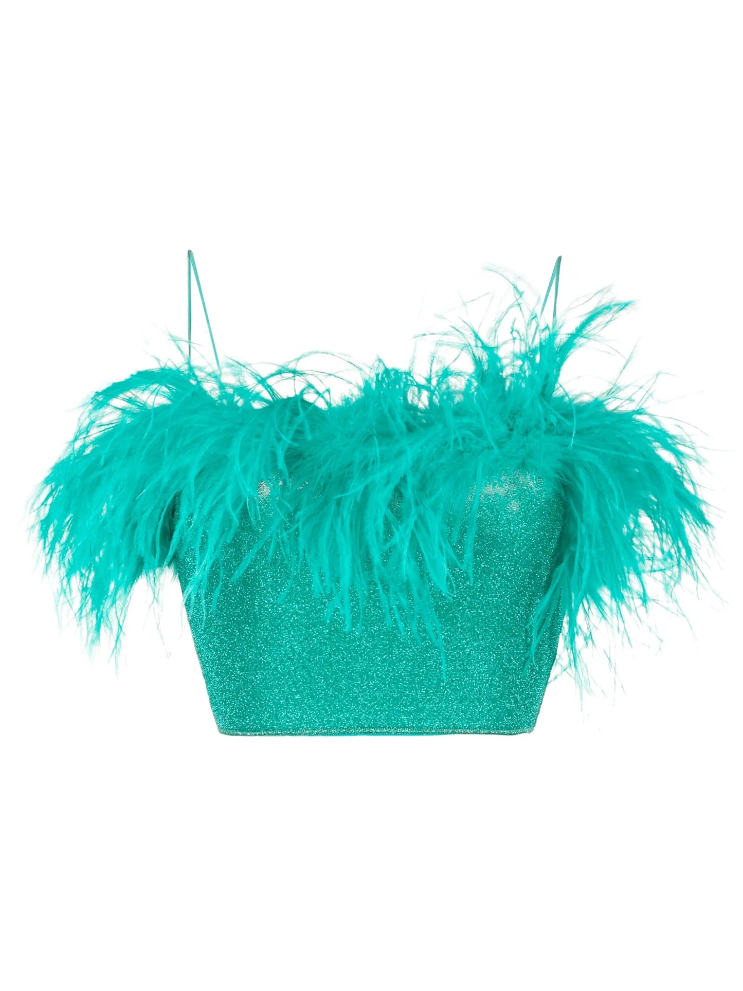 feather-detail crop top