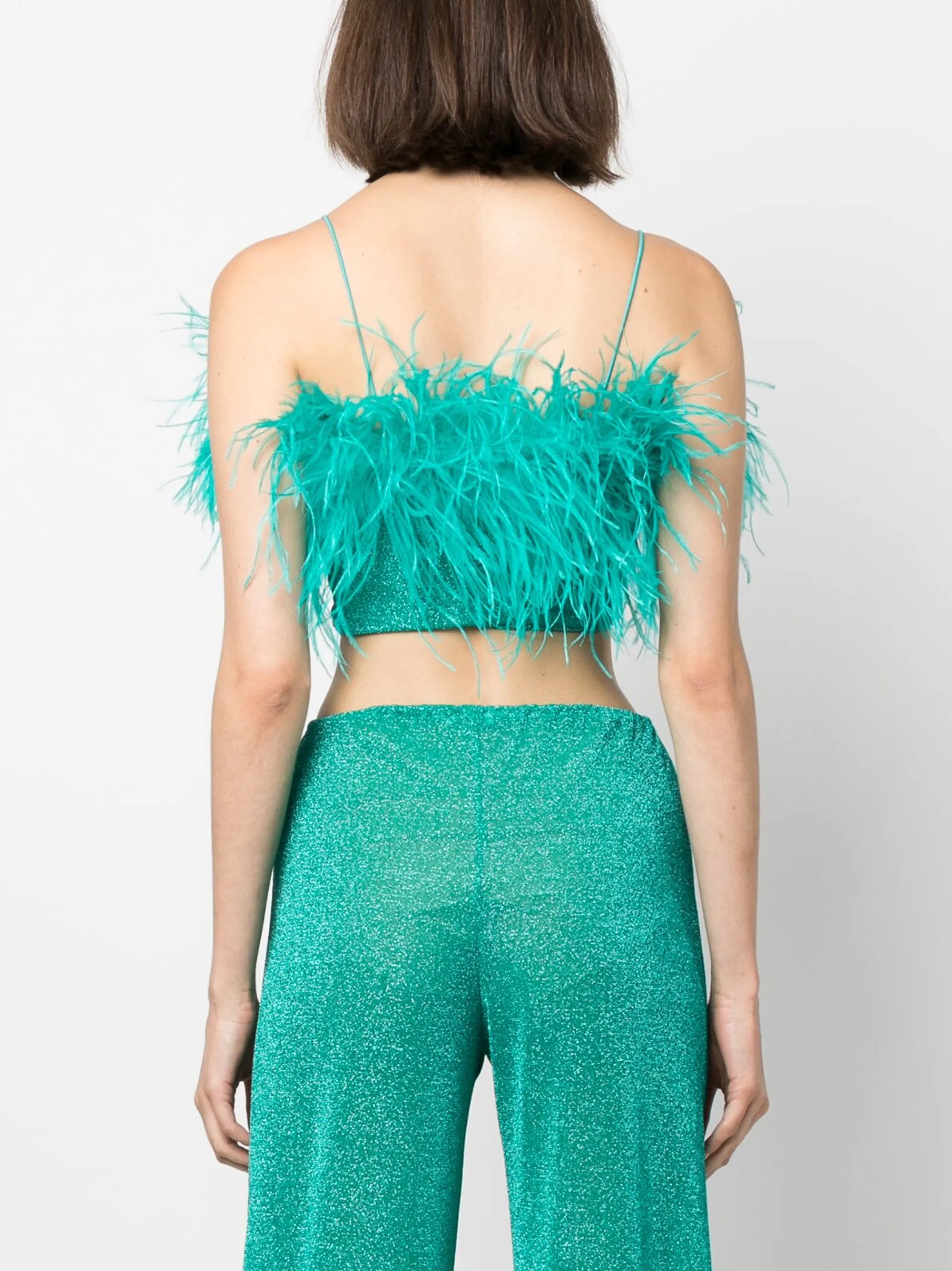 feather-detail crop top