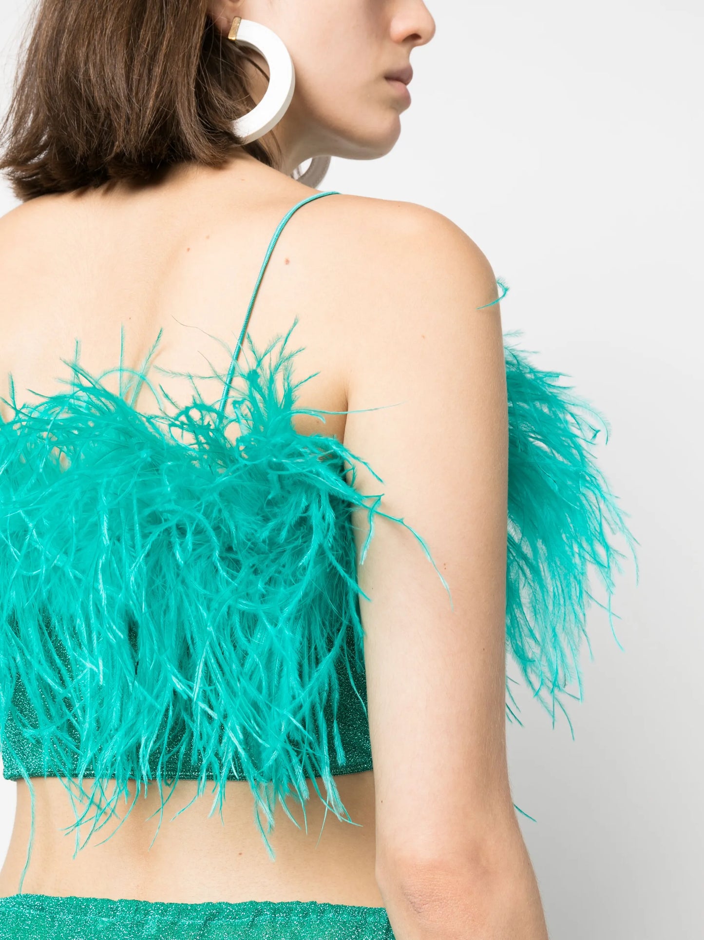 feather-detail crop top