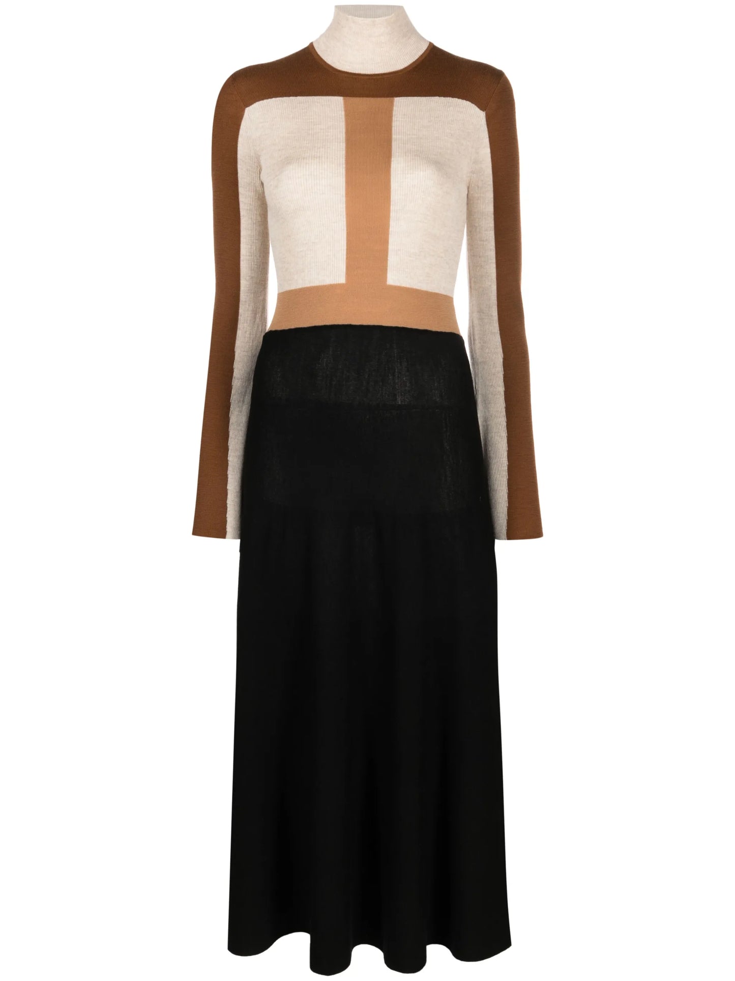 colour-block knitted wool dress