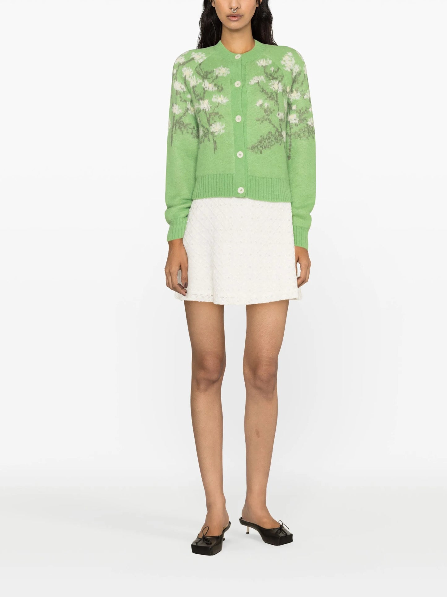 Claudia floral-jacquard cardigan