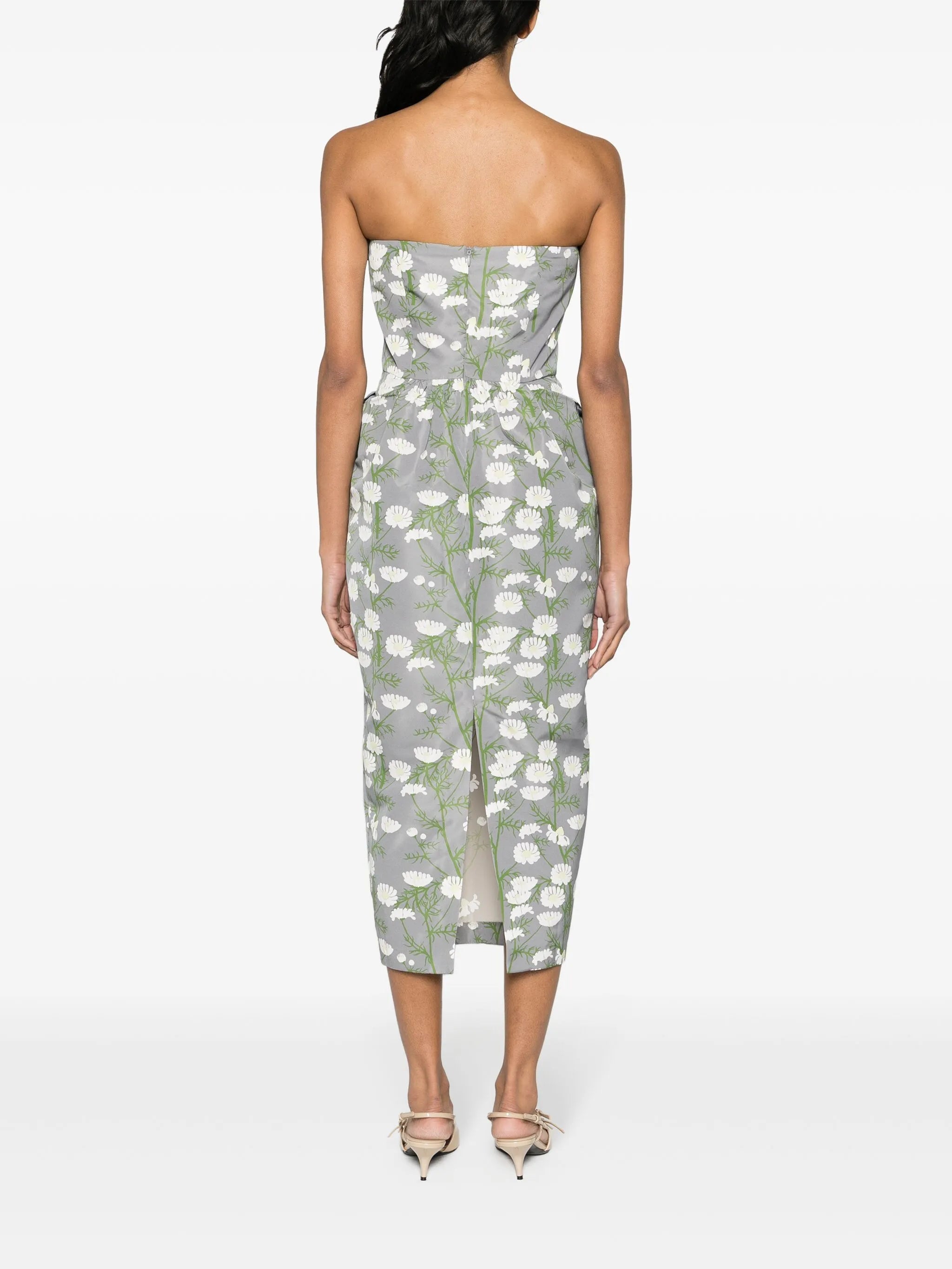 Lena floral-print strapless dress