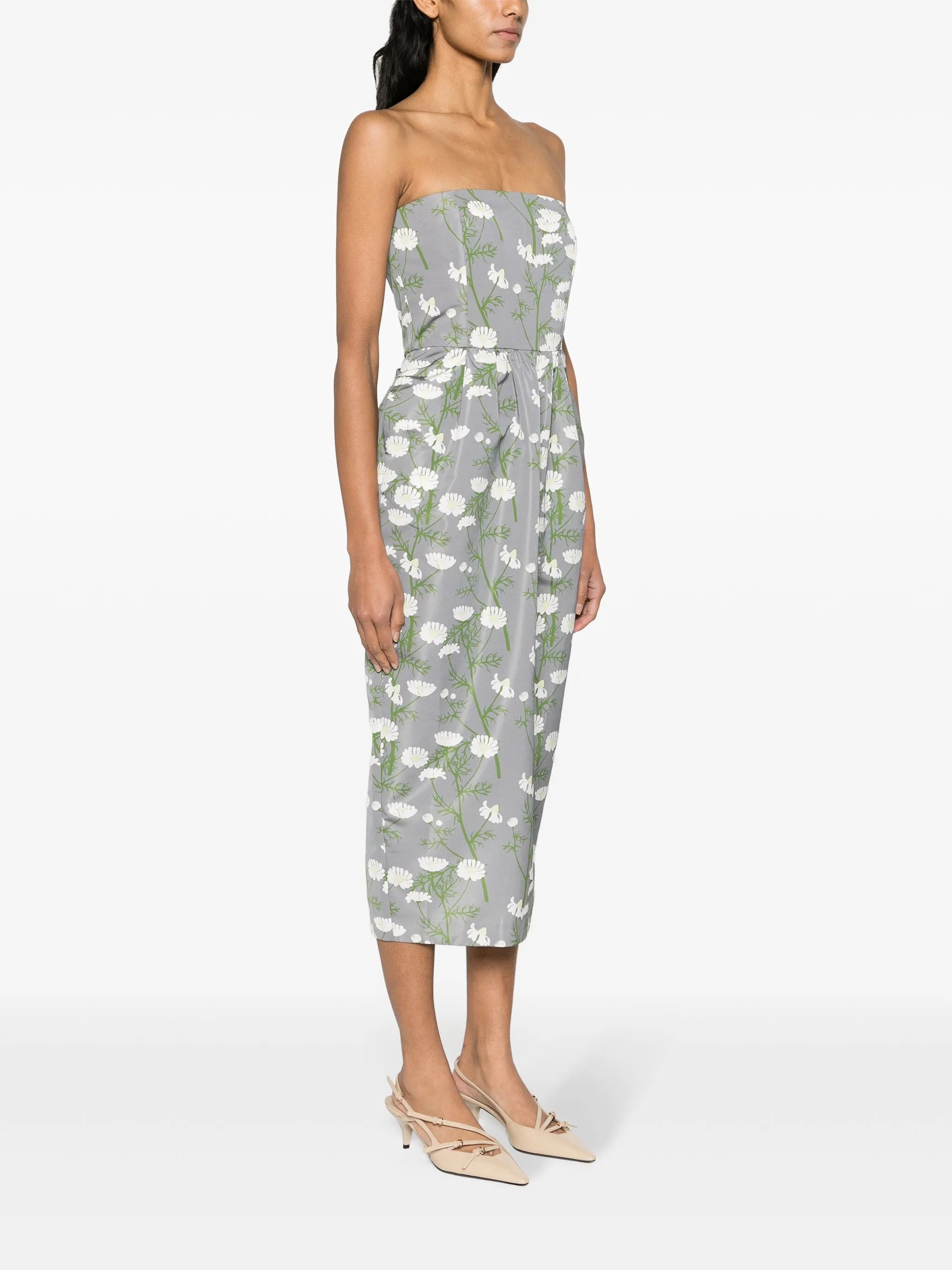 Lena floral-print strapless dress