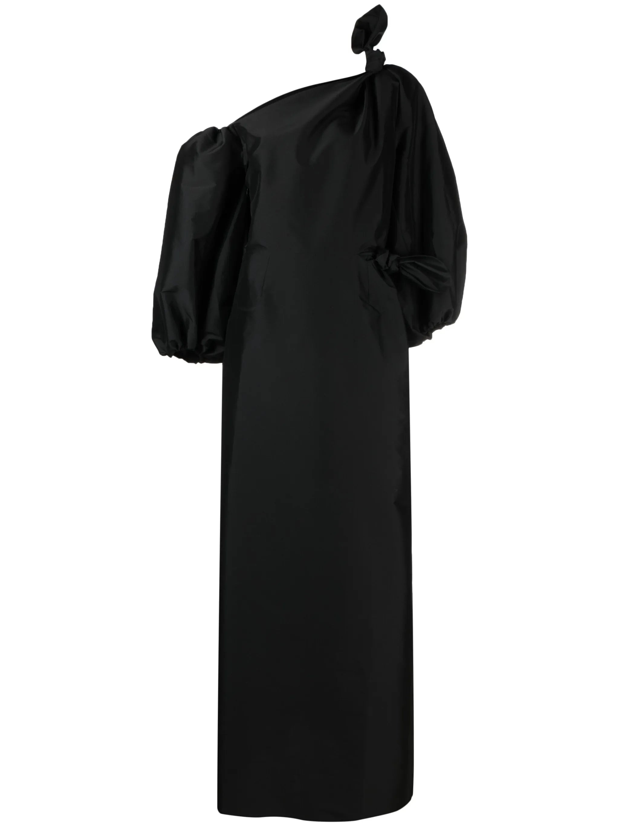 puff-sleeve asymmetric long dress