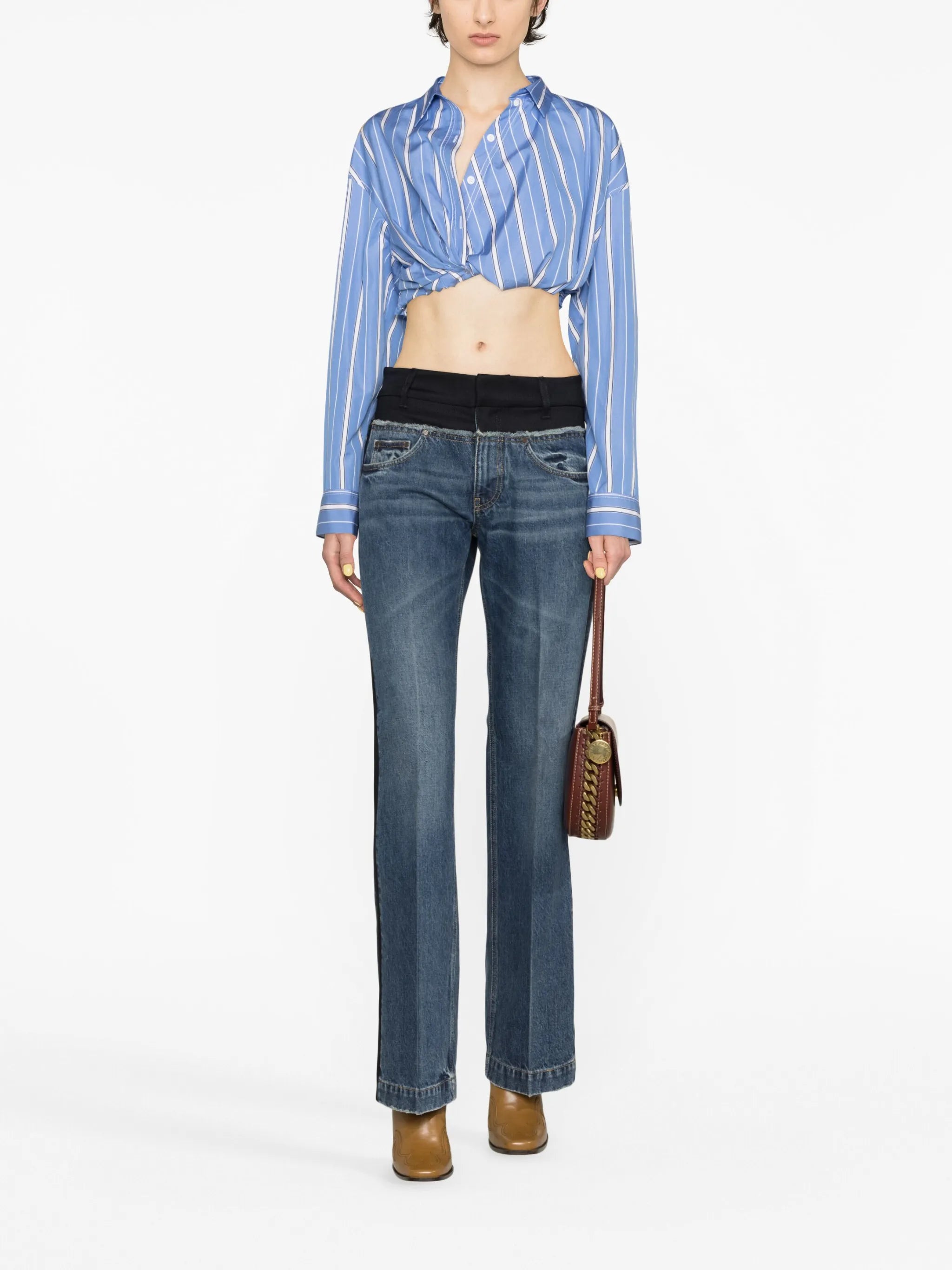 layered bootcut jeans