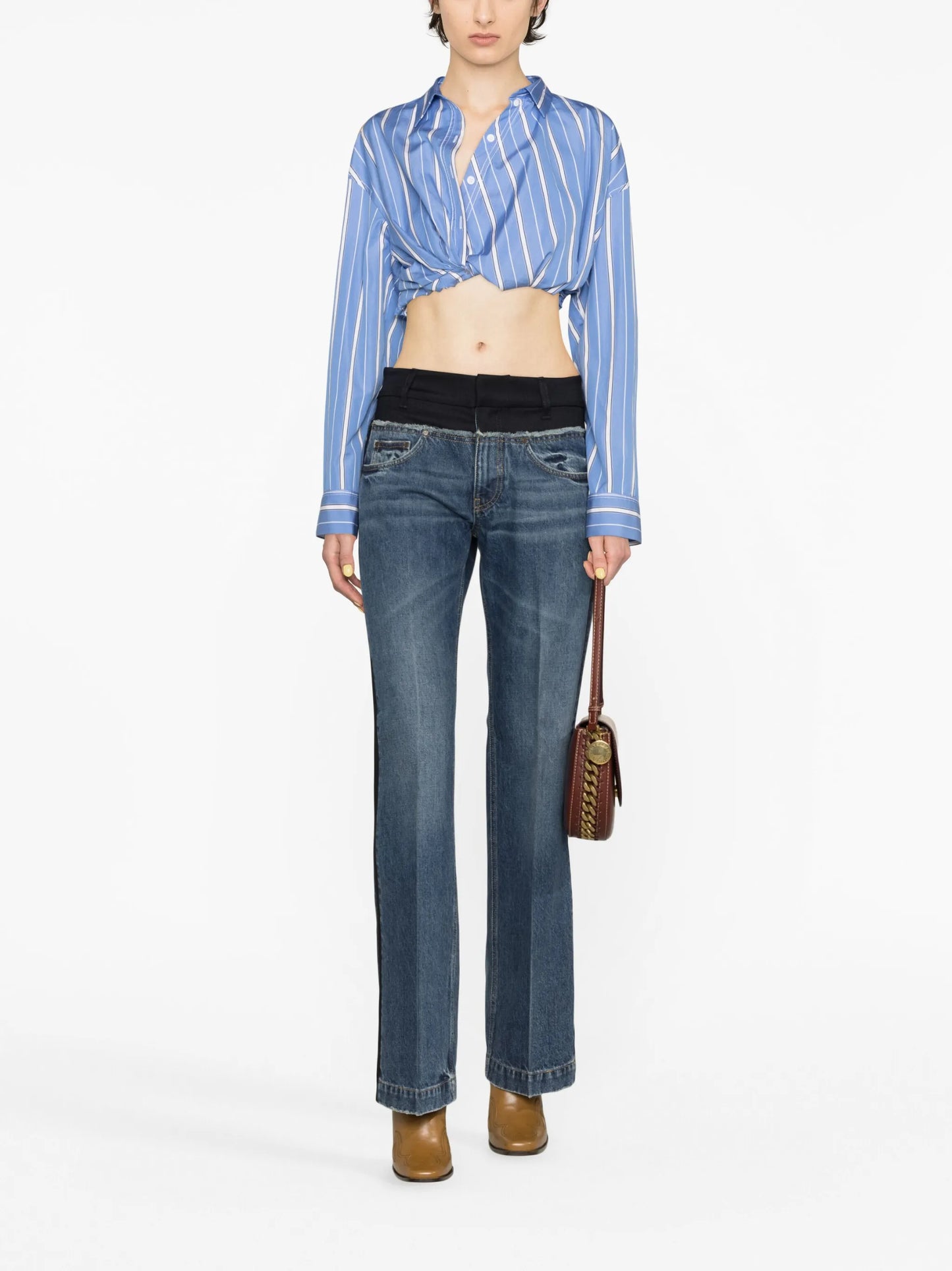 layered bootcut jeans