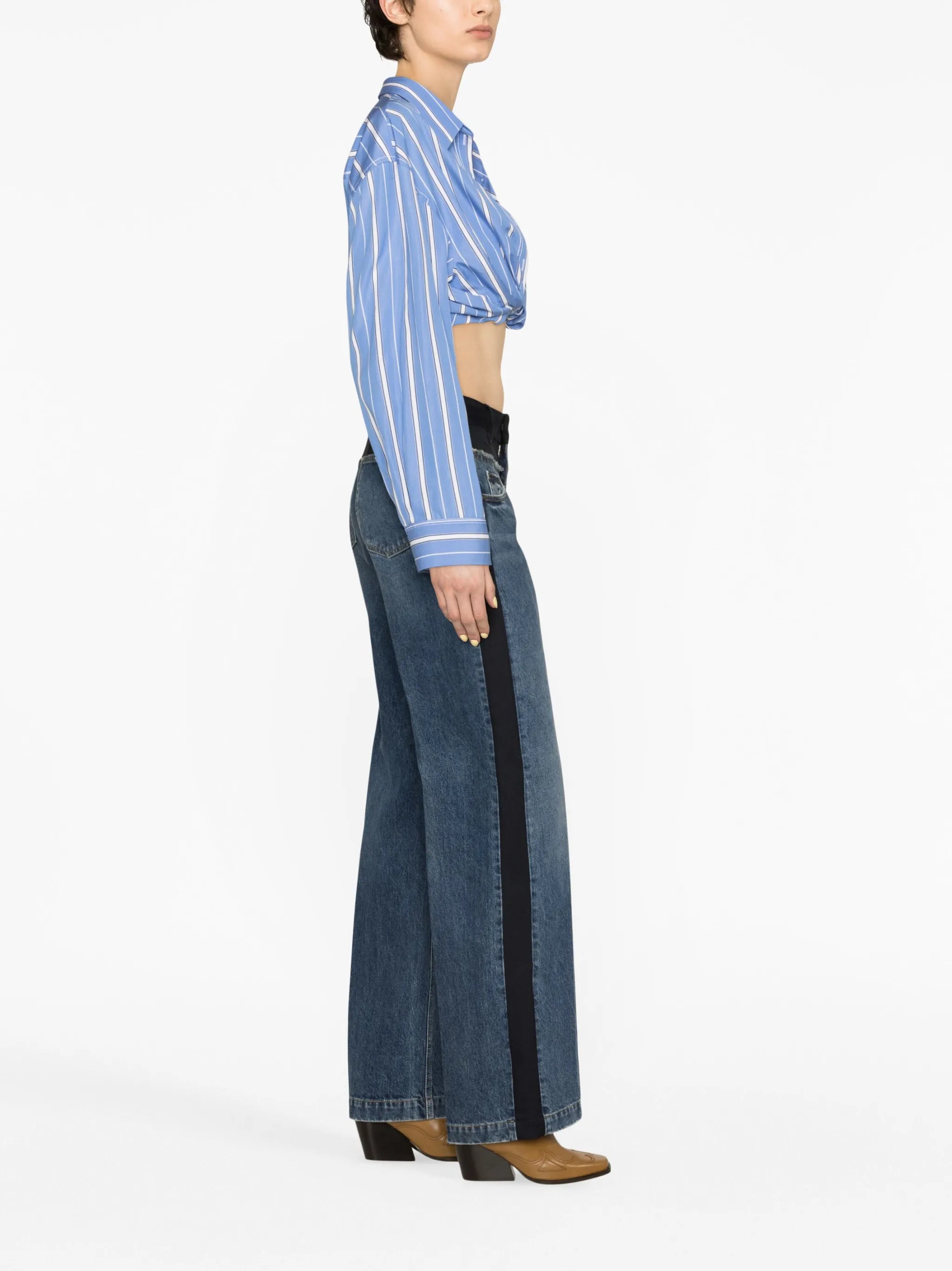 layered bootcut jeans