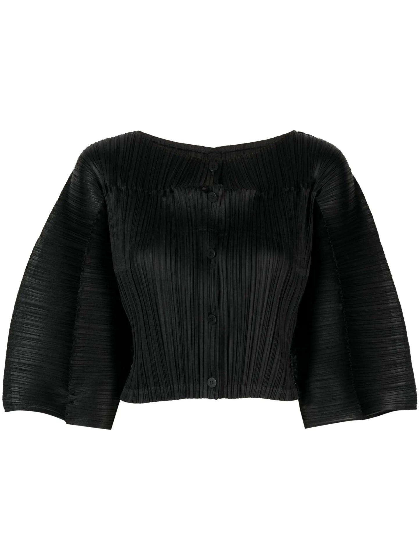 plissé short-sleeve cropped top