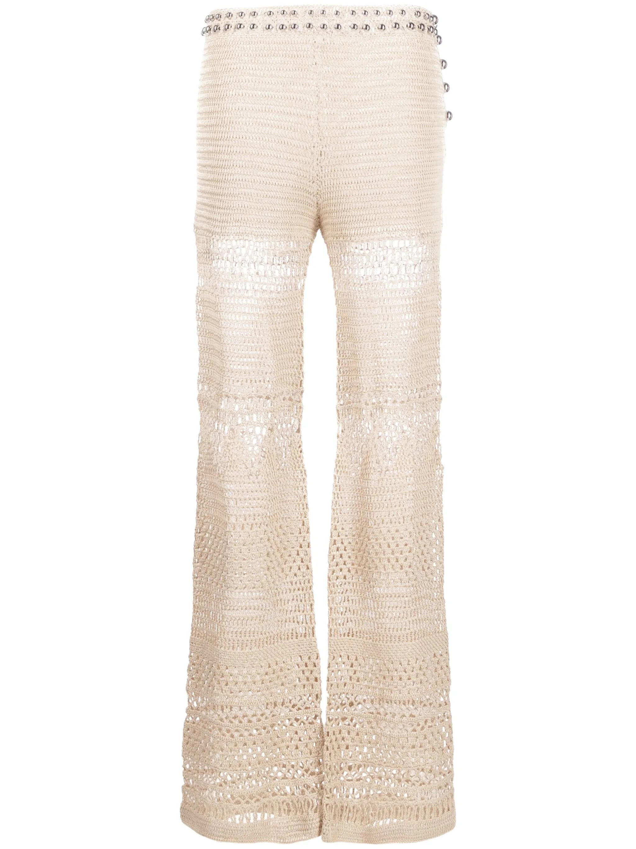 high-waisted knitted trousers