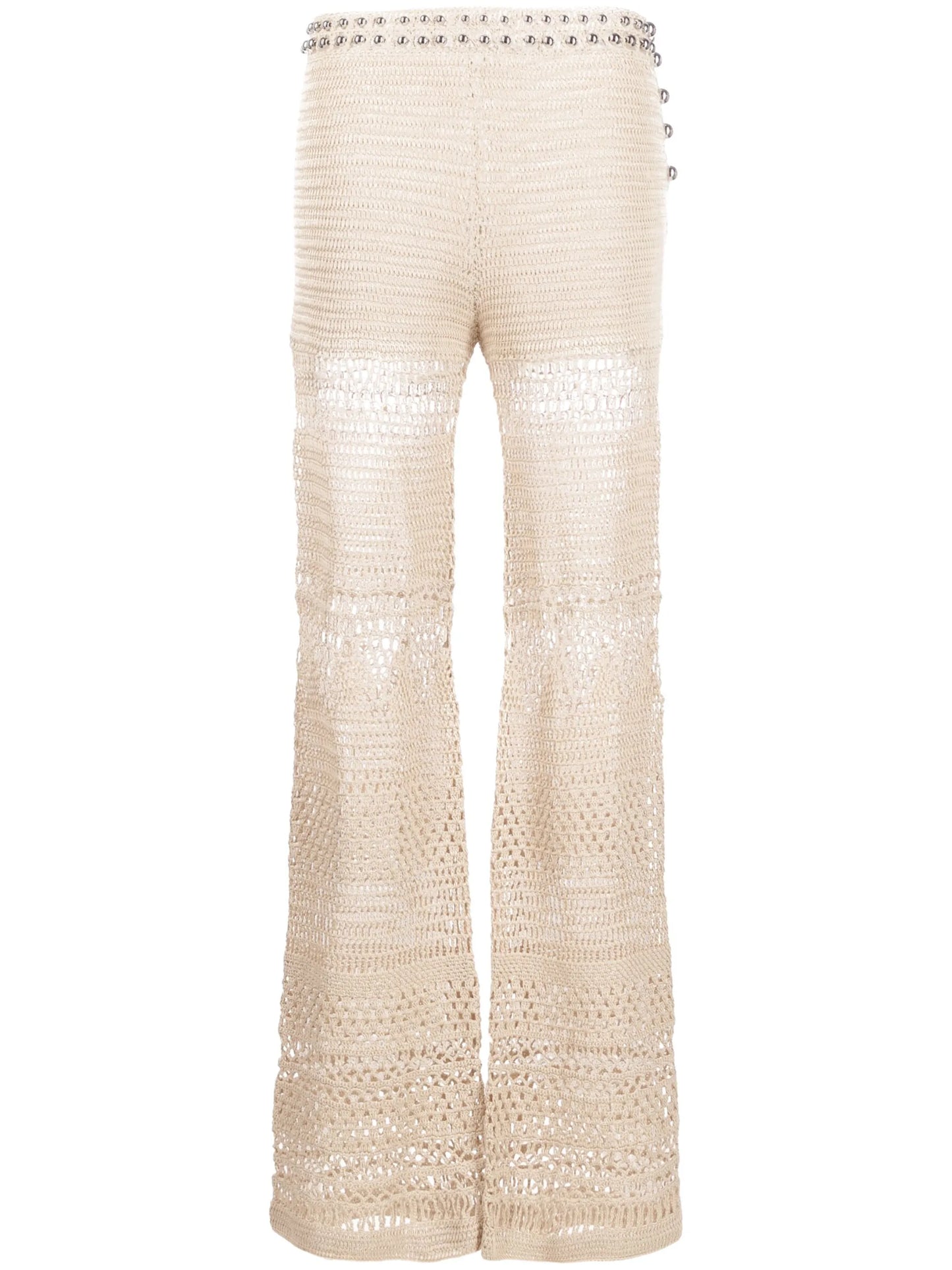 high-waisted knitted trousers