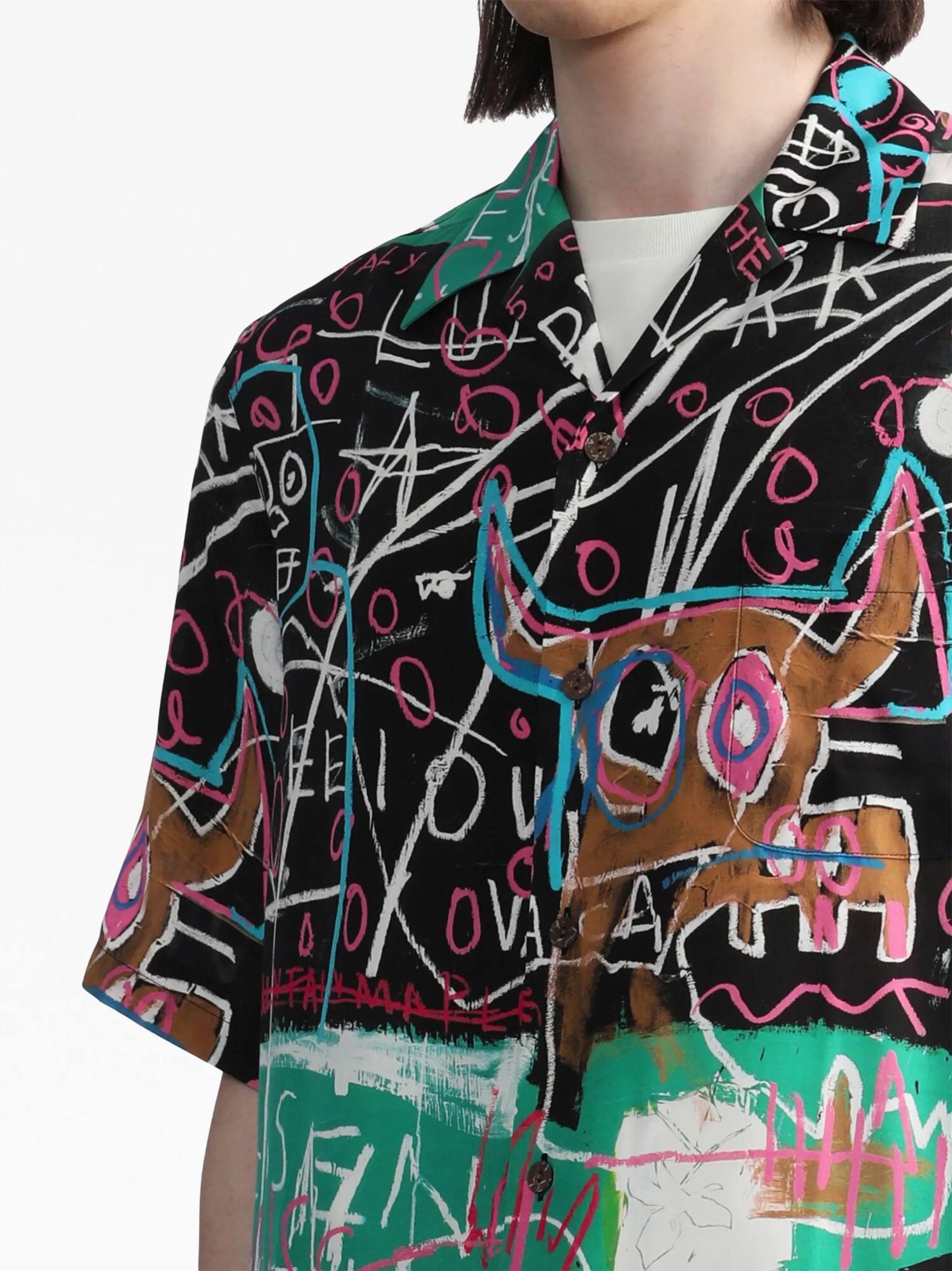 x Jean-Michel Basquiat painterly-print shirt