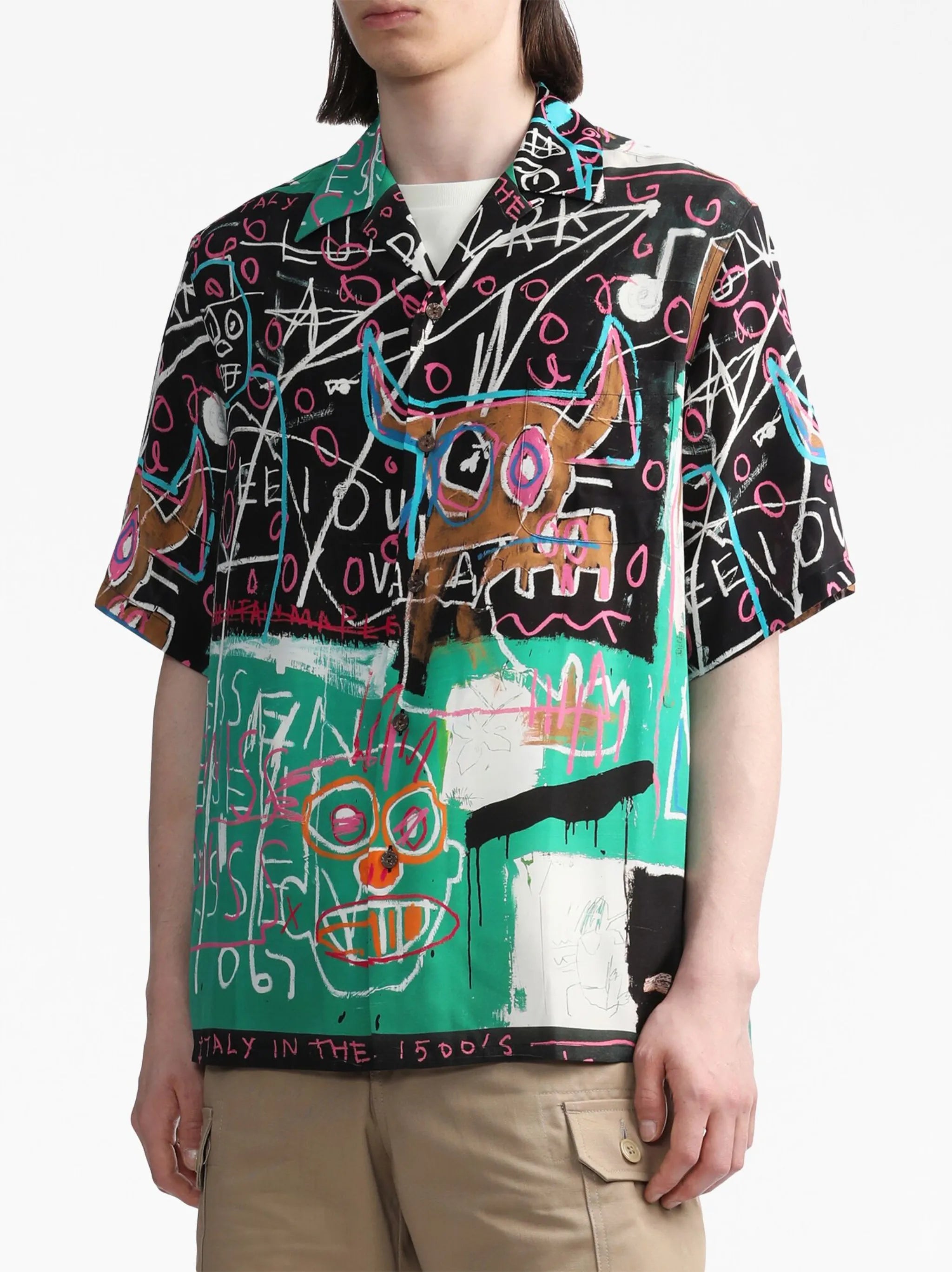 x Jean-Michel Basquiat painterly-print shirt