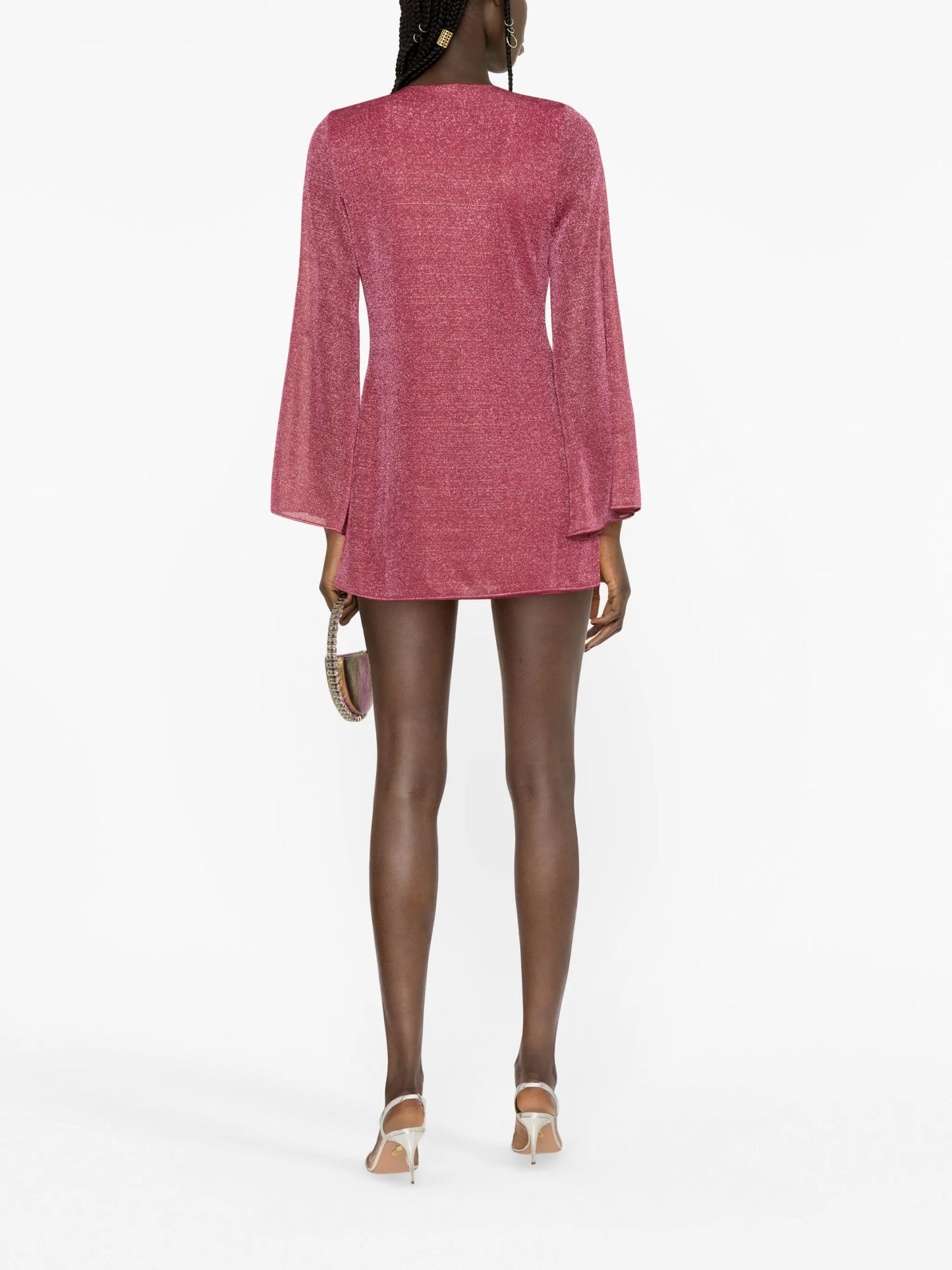 metallic-effect V-neck dress