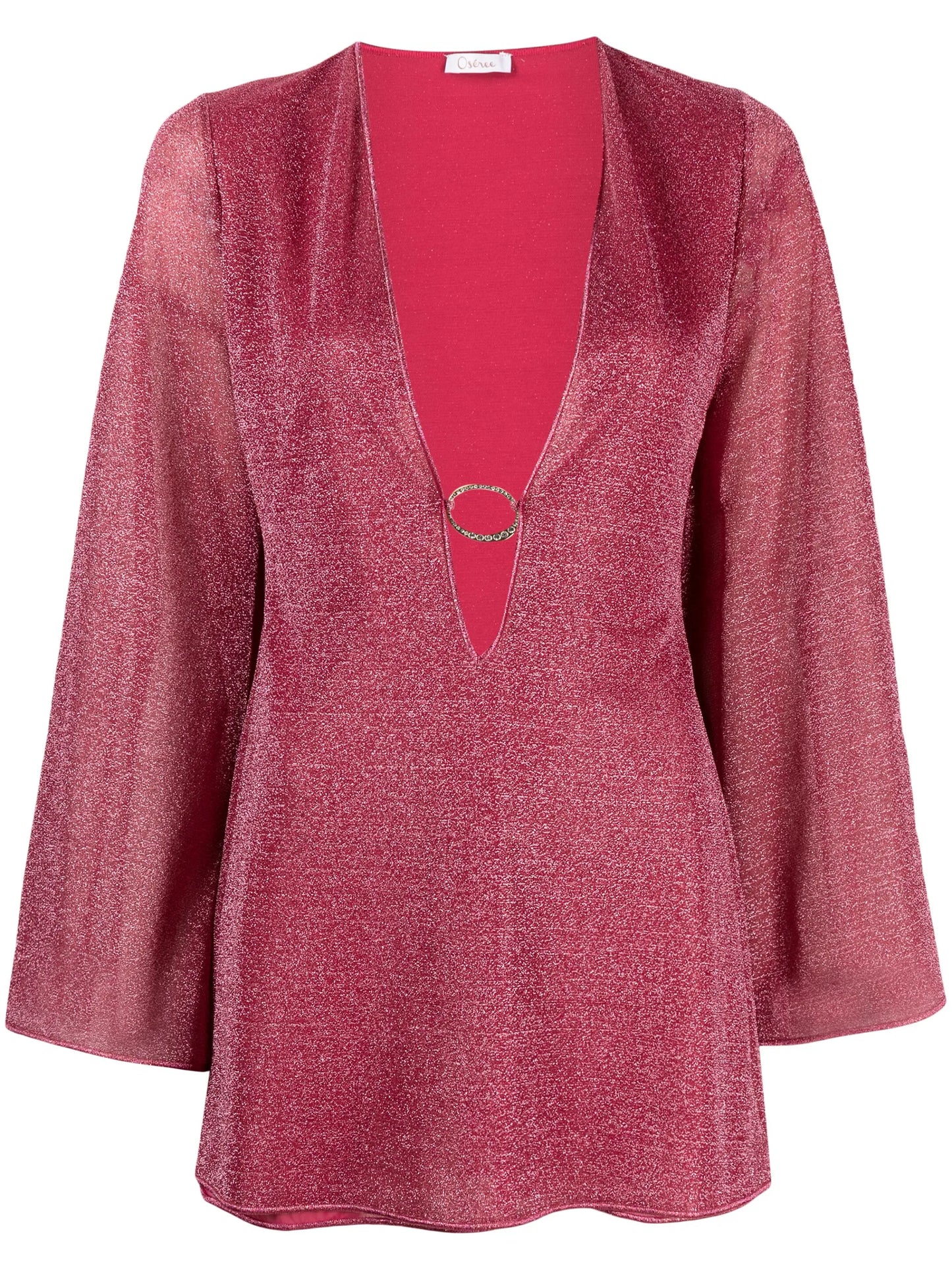 metallic-effect V-neck dress