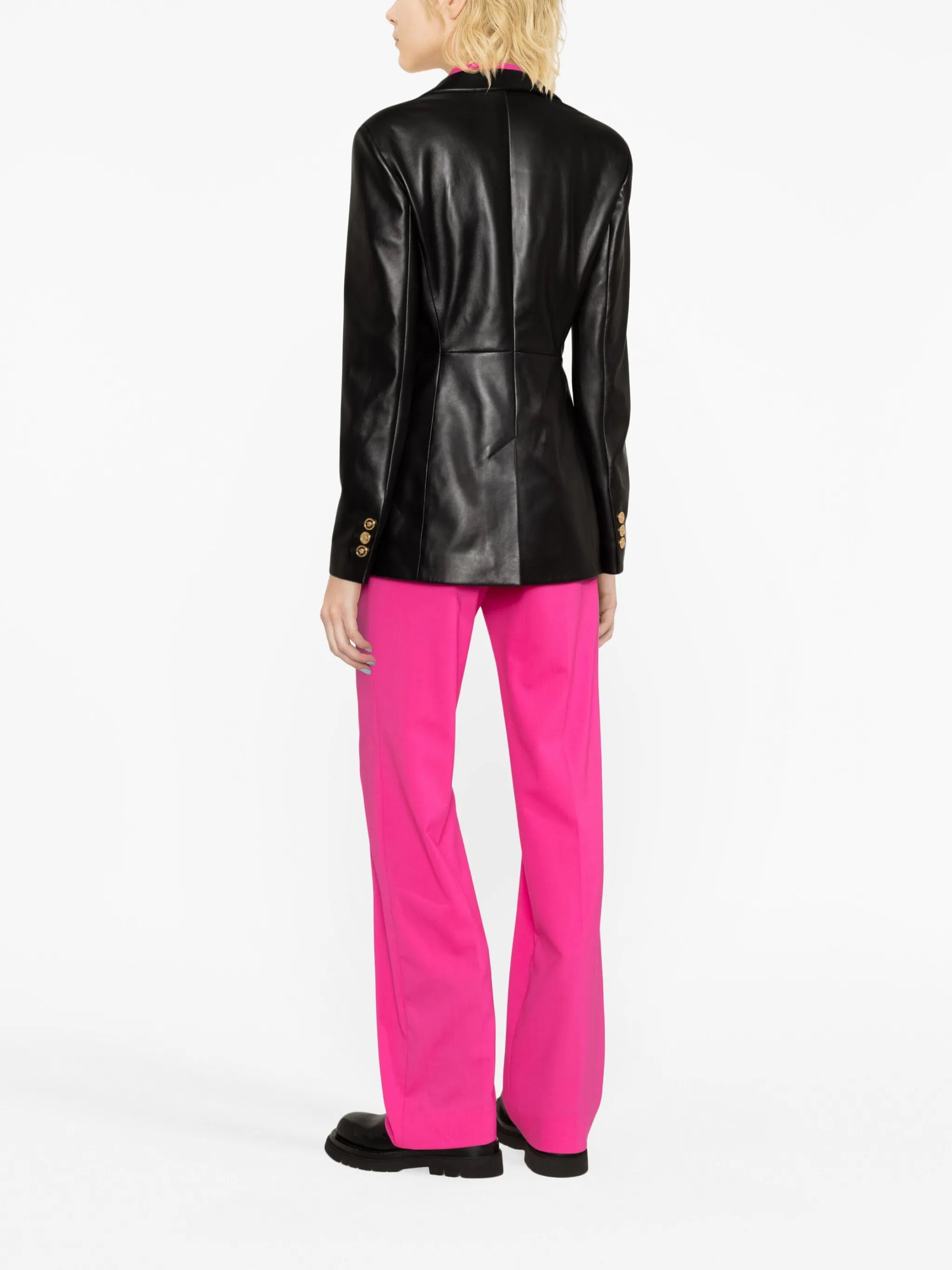 single-breasted leather blazer