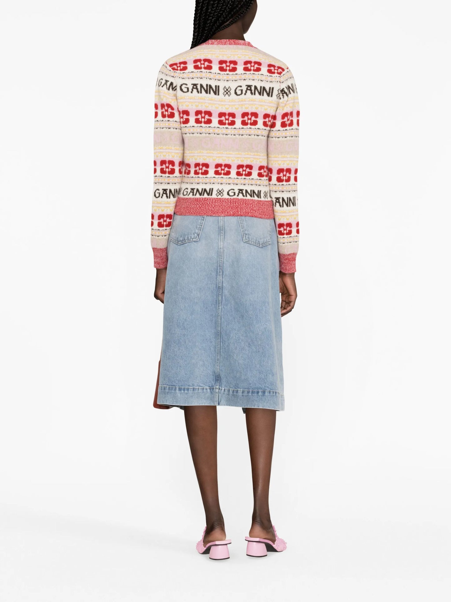 logo-print wool-blend cardigan