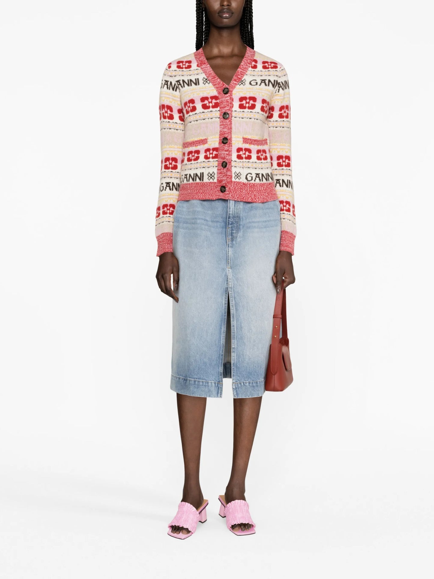 logo-print wool-blend cardigan