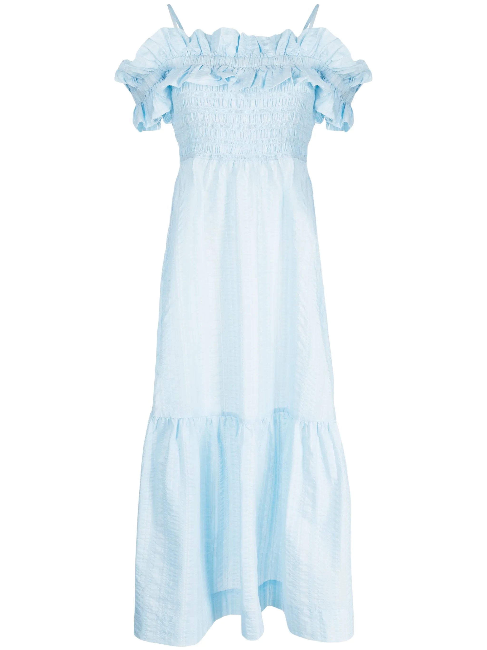 ruffled-detail midi dress