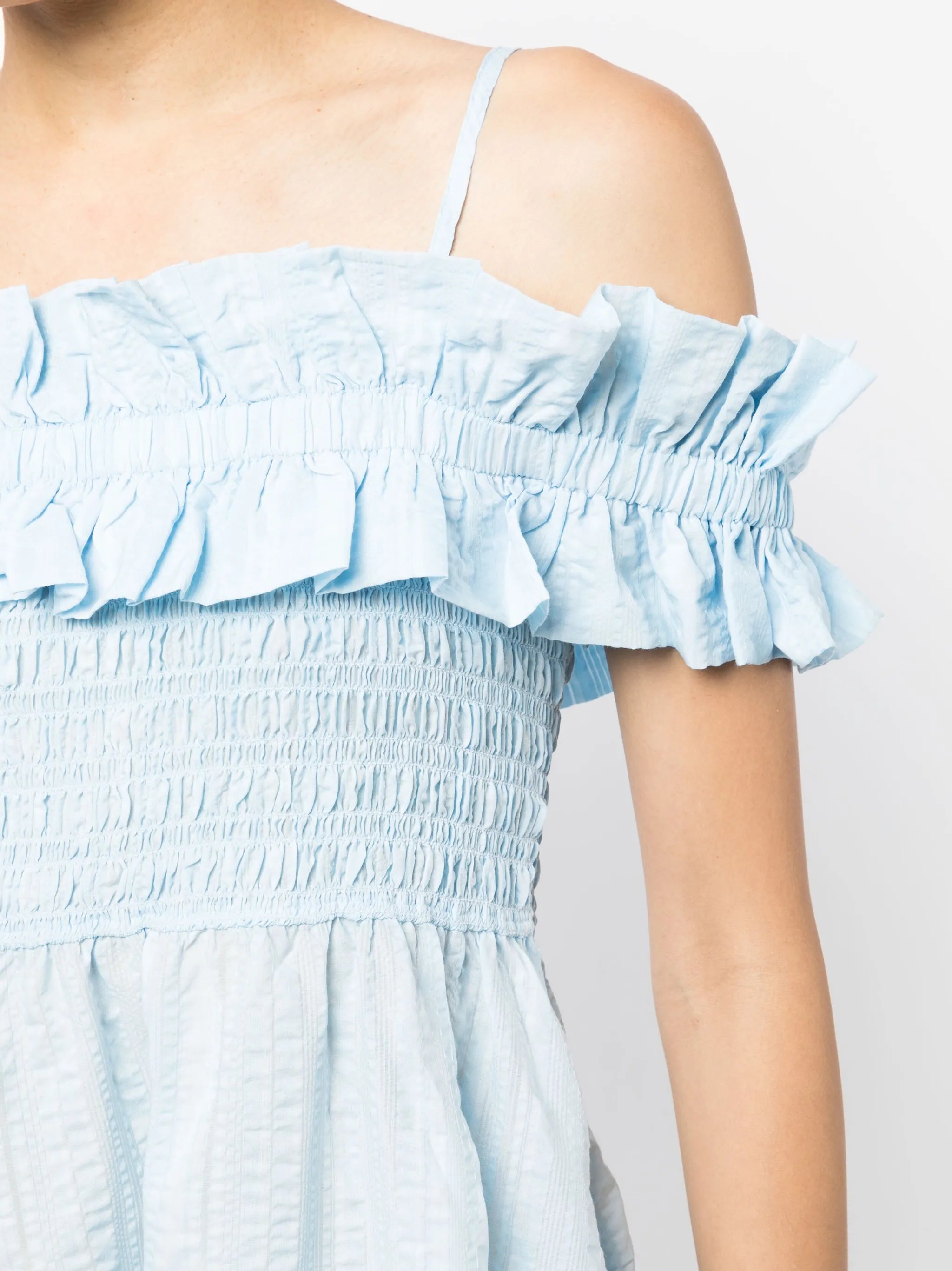 ruffled-detail midi dress