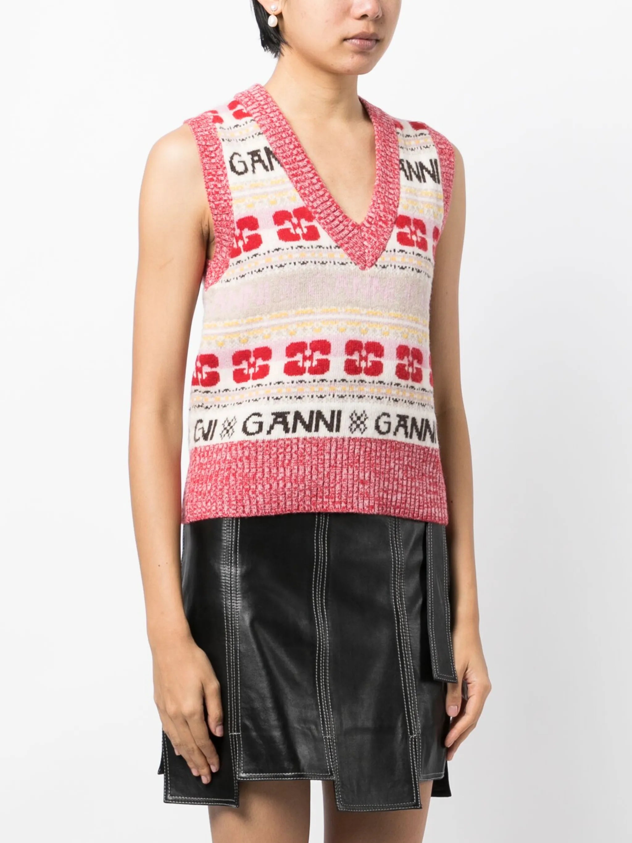intarsia-knit logo vest