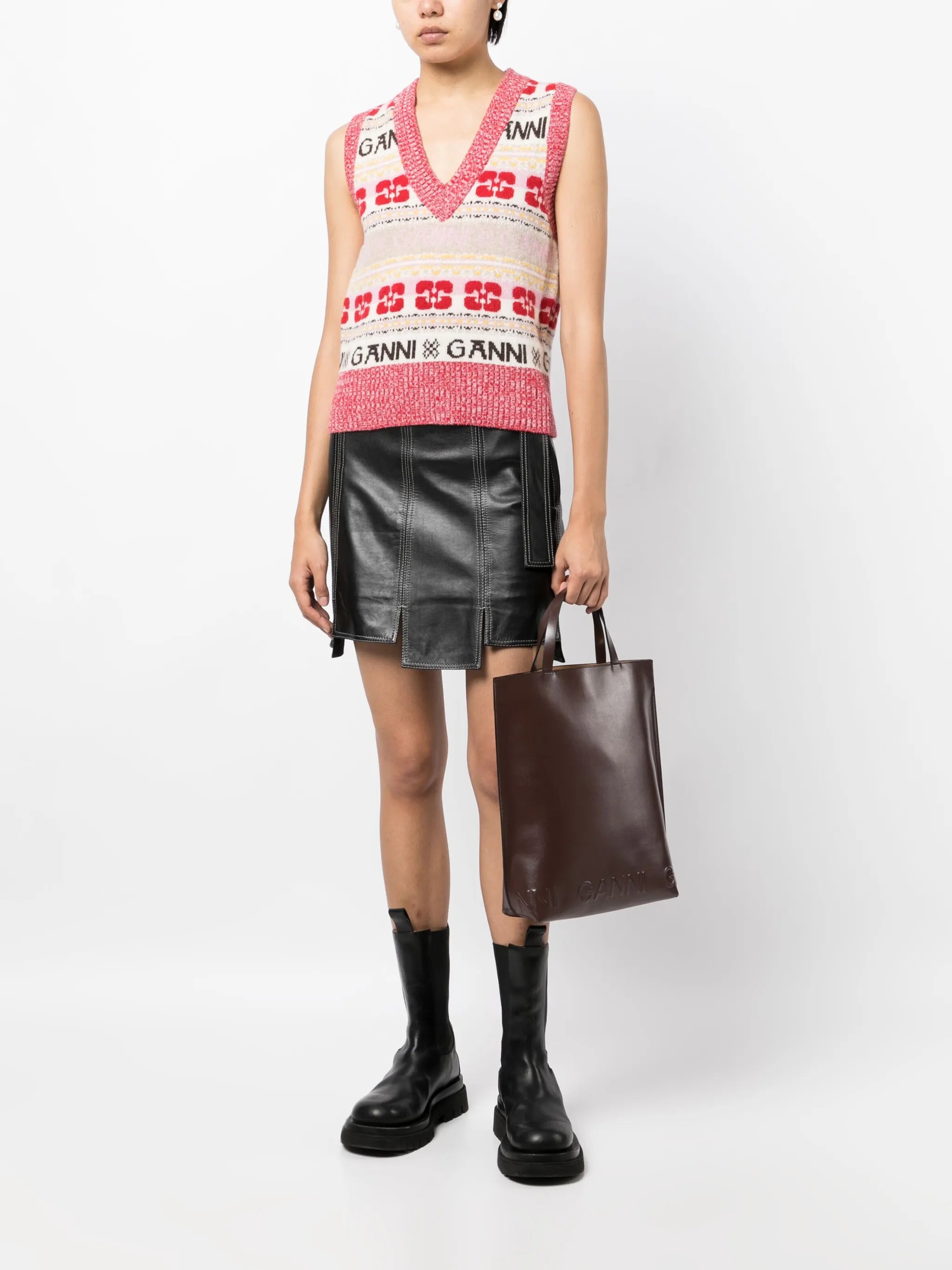 intarsia-knit logo vest