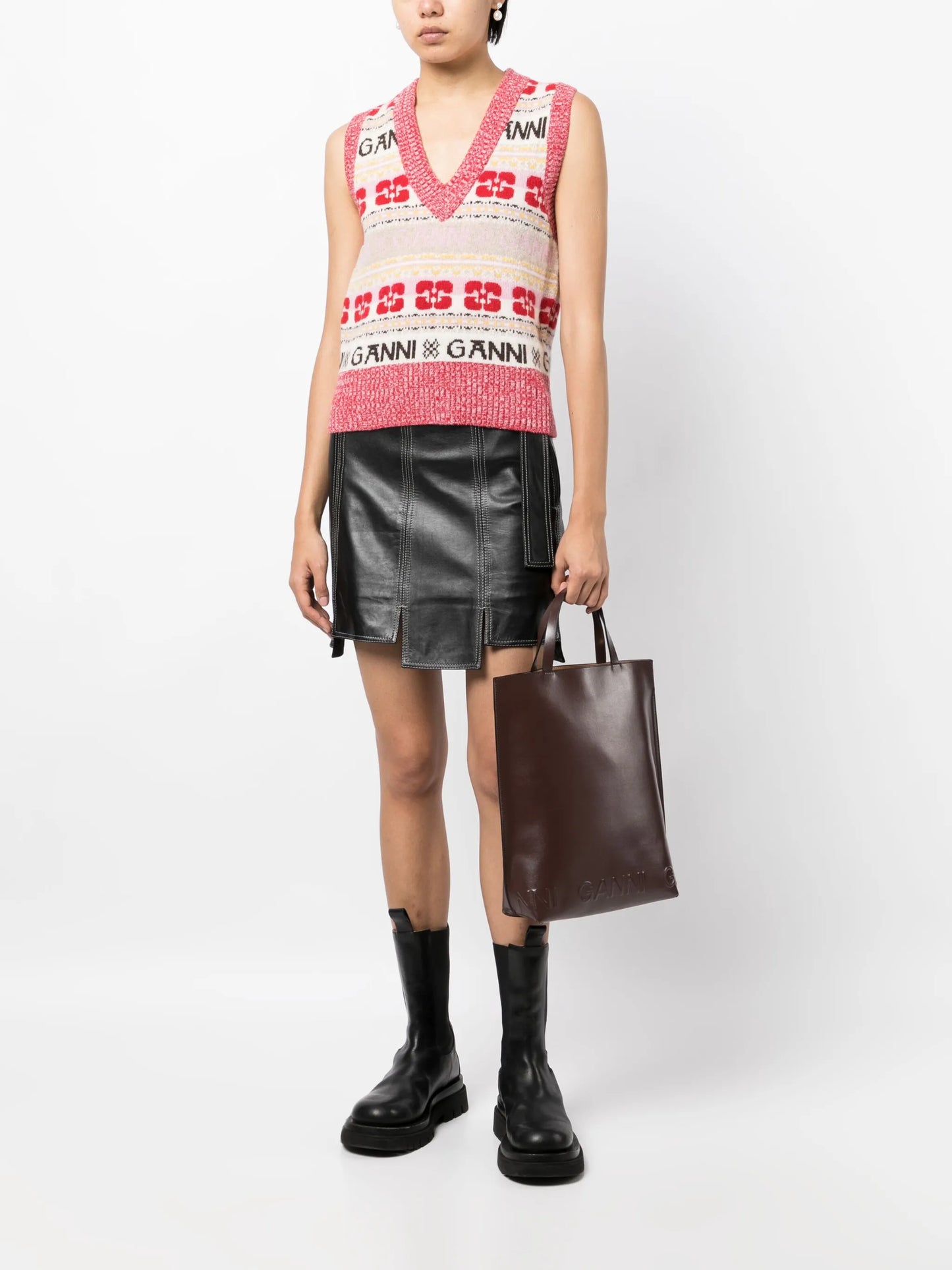 intarsia-knit logo vest