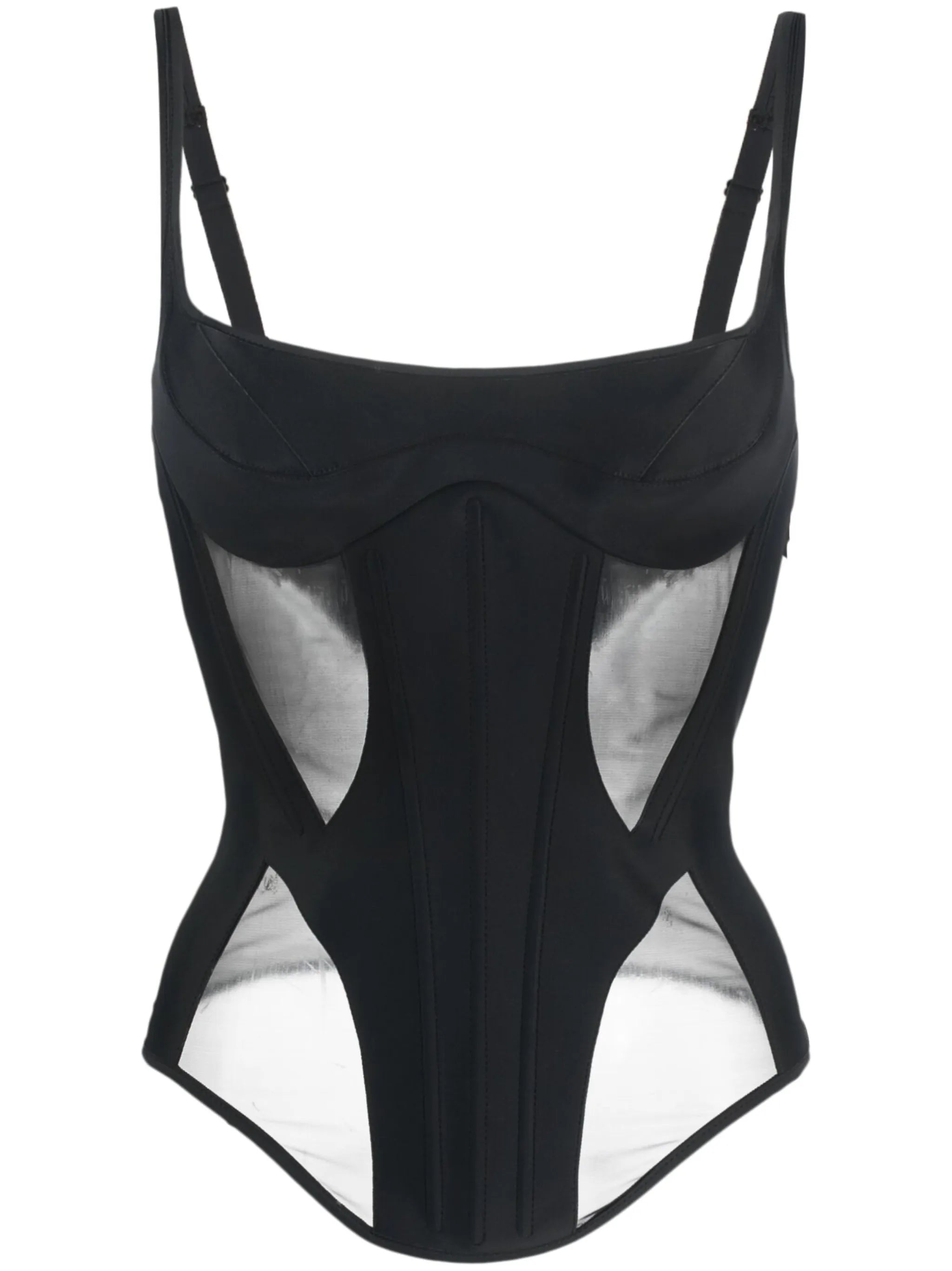 illusion panelled corset top