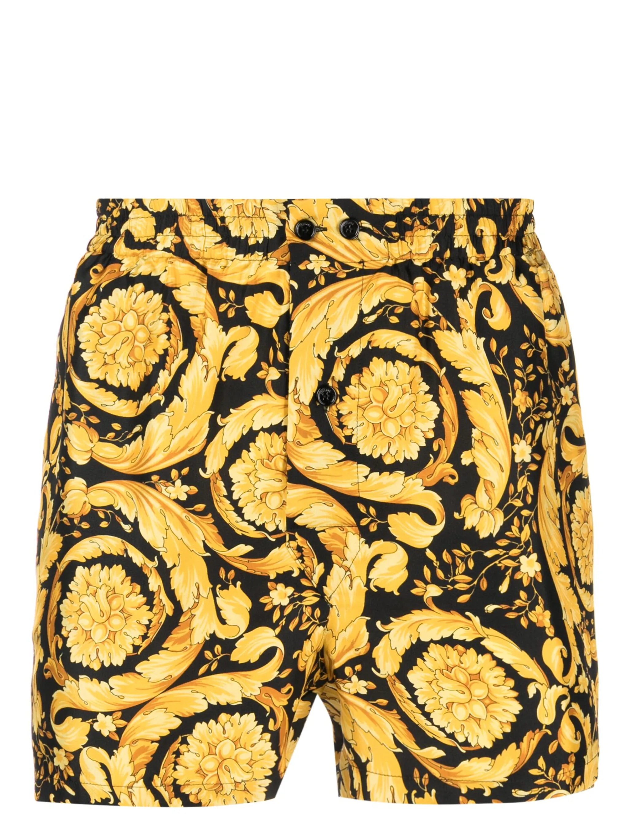 Barocco-print silk shorts
