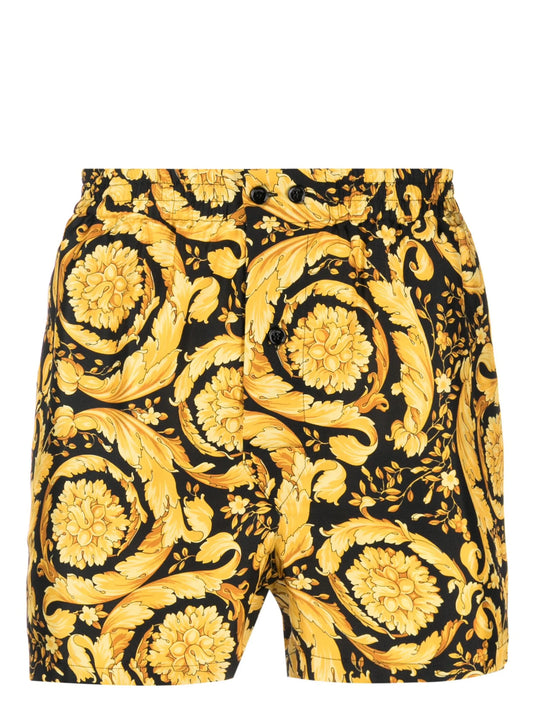 Barocco-print silk shorts