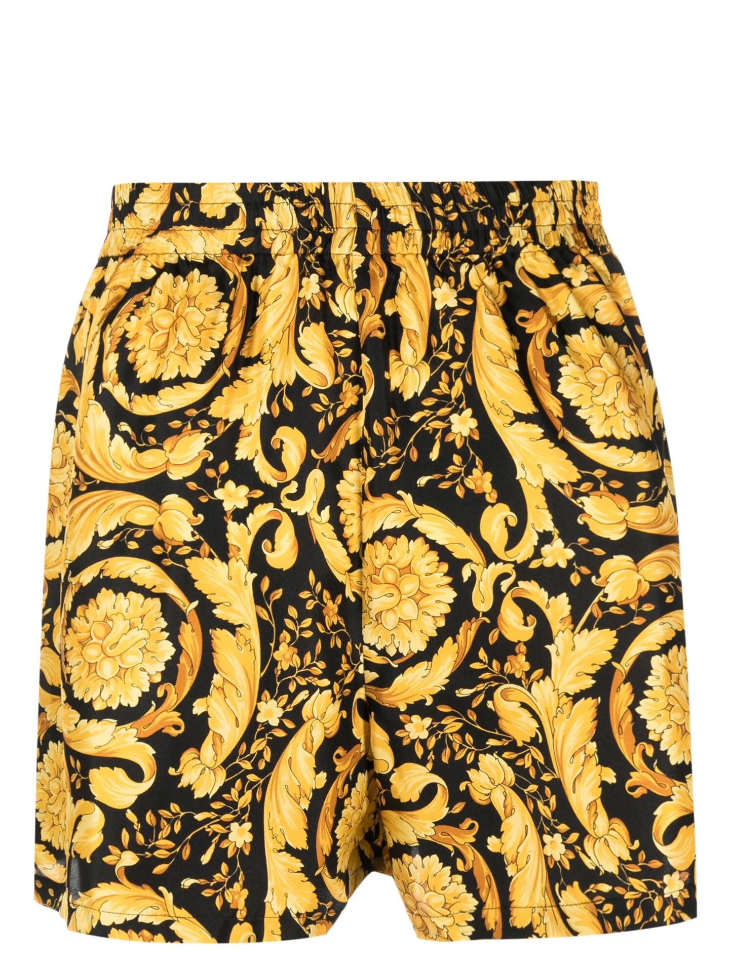 Barocco-print silk shorts