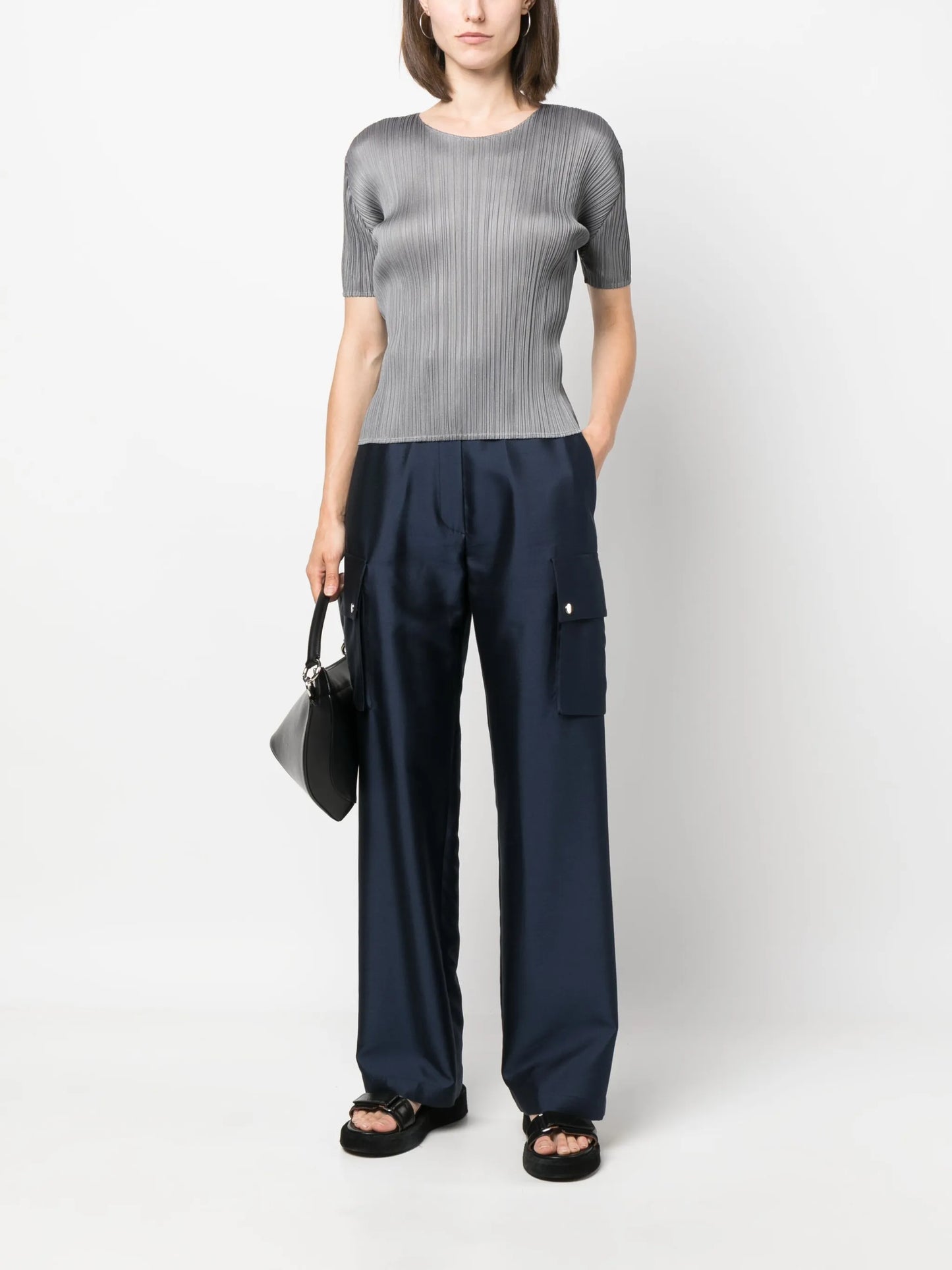 pleated short-sleeve T-shirt