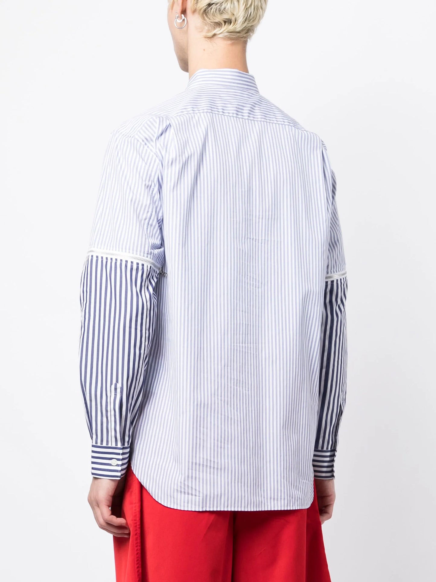 striped panelled cotton shirt