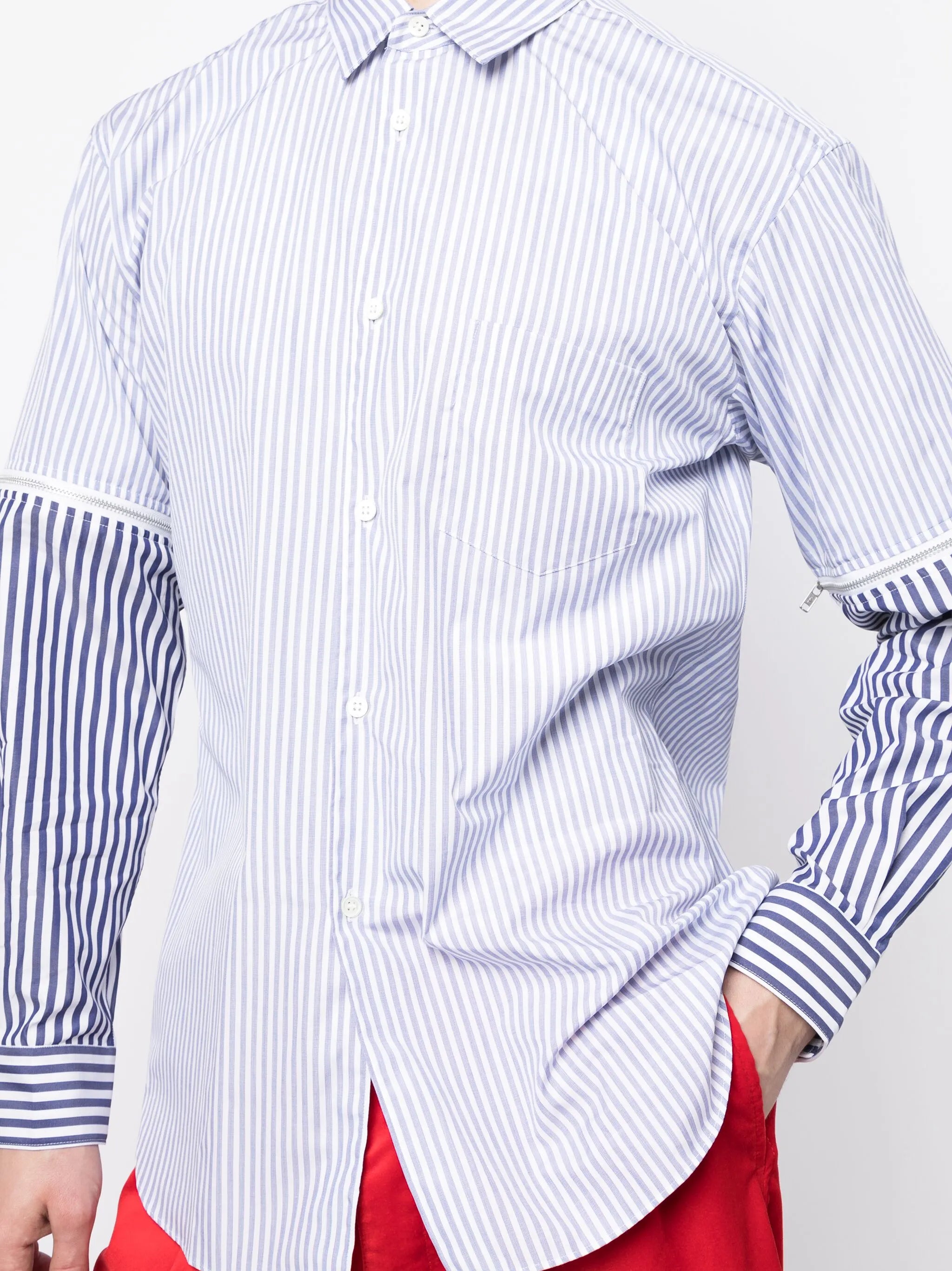 striped panelled cotton shirt