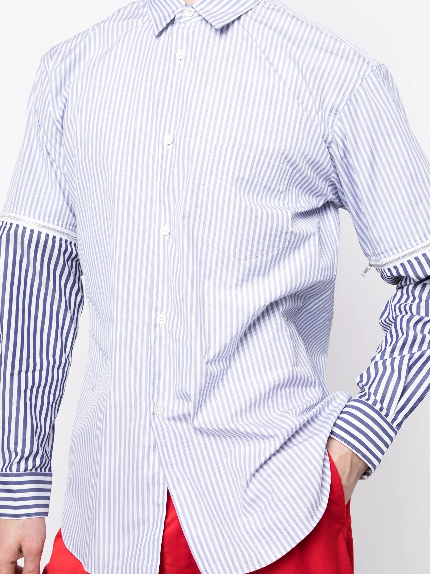 striped panelled cotton shirt