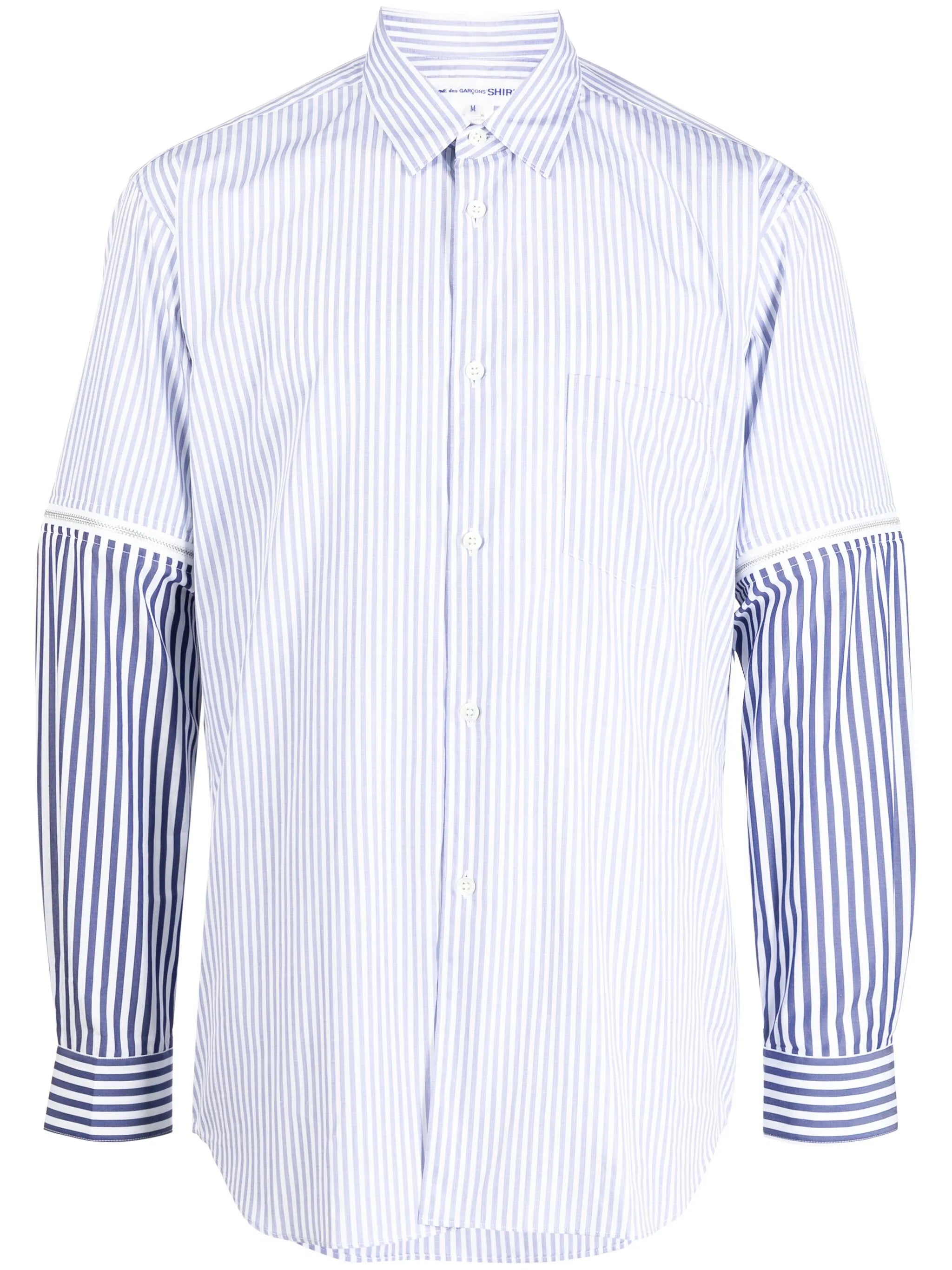striped panelled cotton shirt