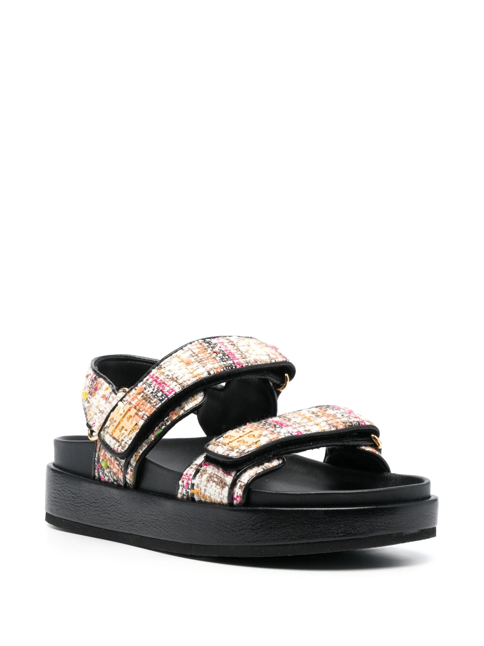bouclé-design touch-strap sandals