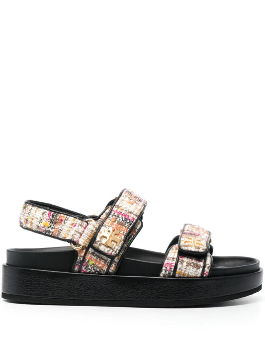 bouclé-design touch-strap sandals