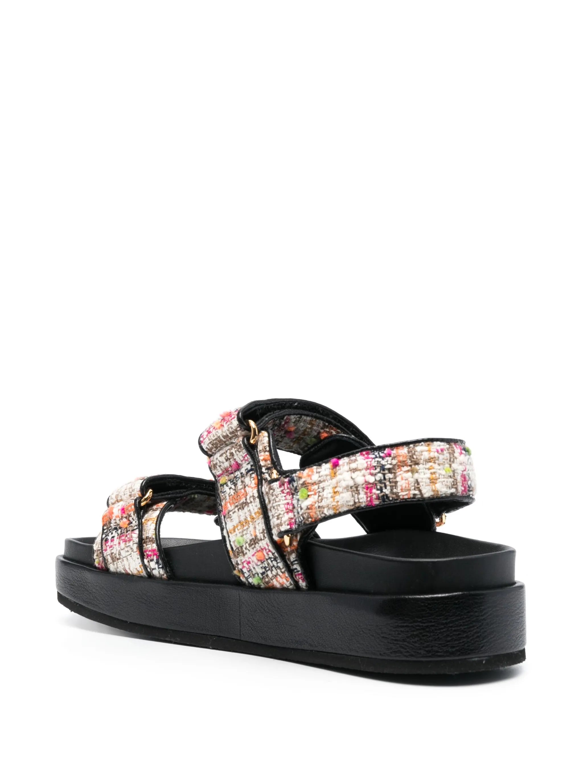 bouclé-design touch-strap sandals