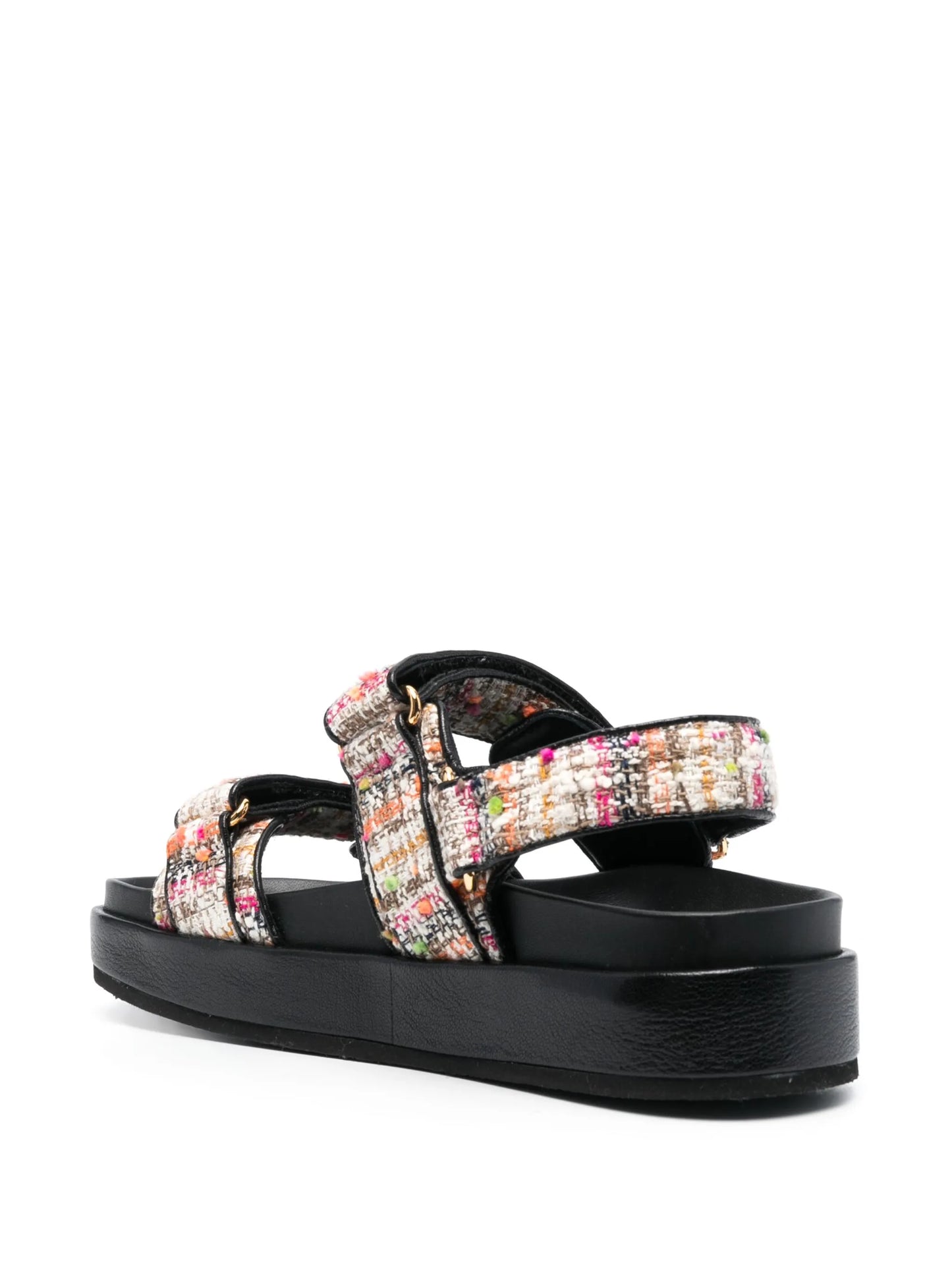 bouclé-design touch-strap sandals