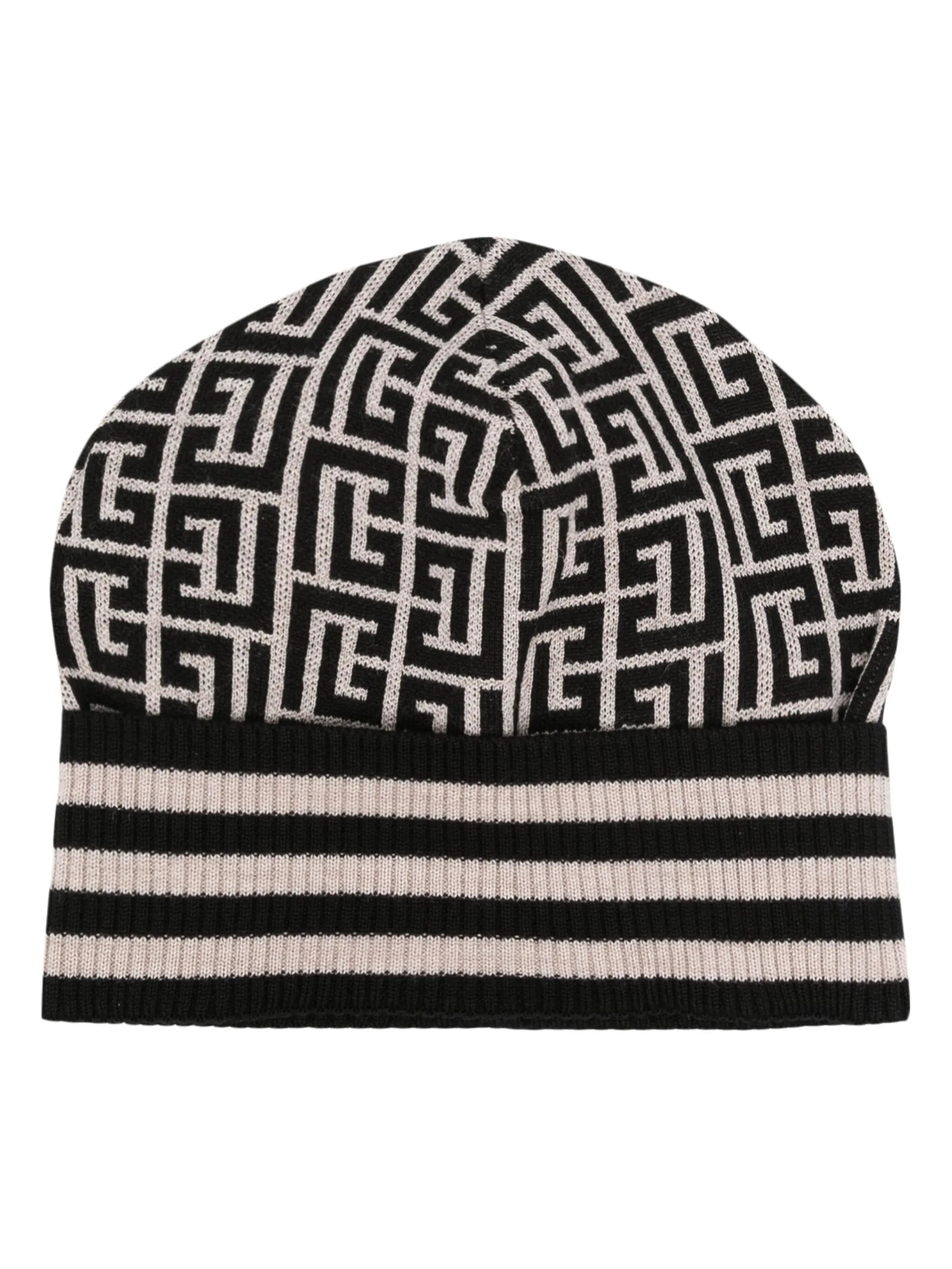 logo-jacquard wool beanie