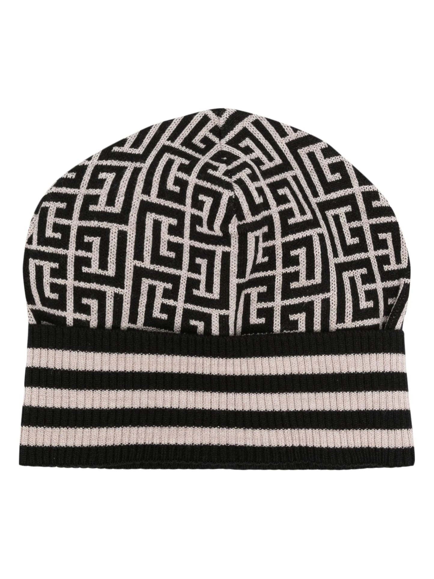 logo-jacquard wool beanie