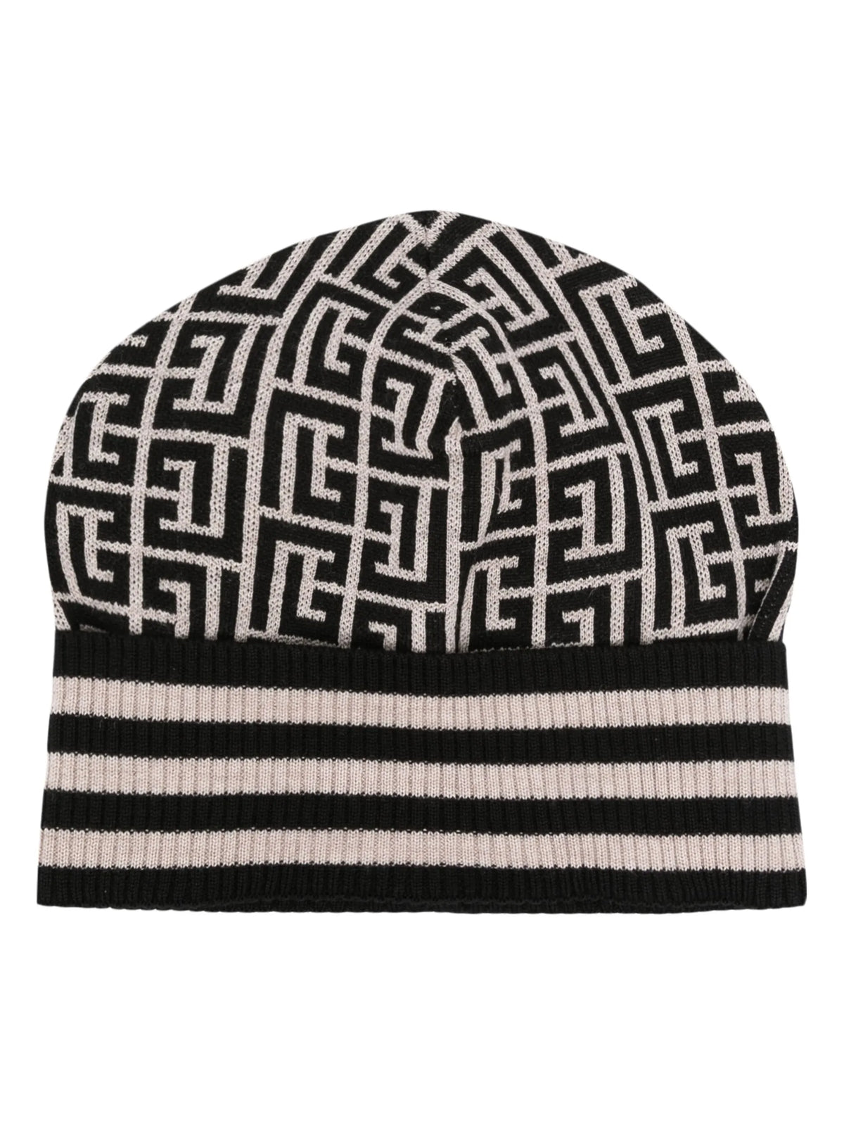 logo-jacquard wool beanie