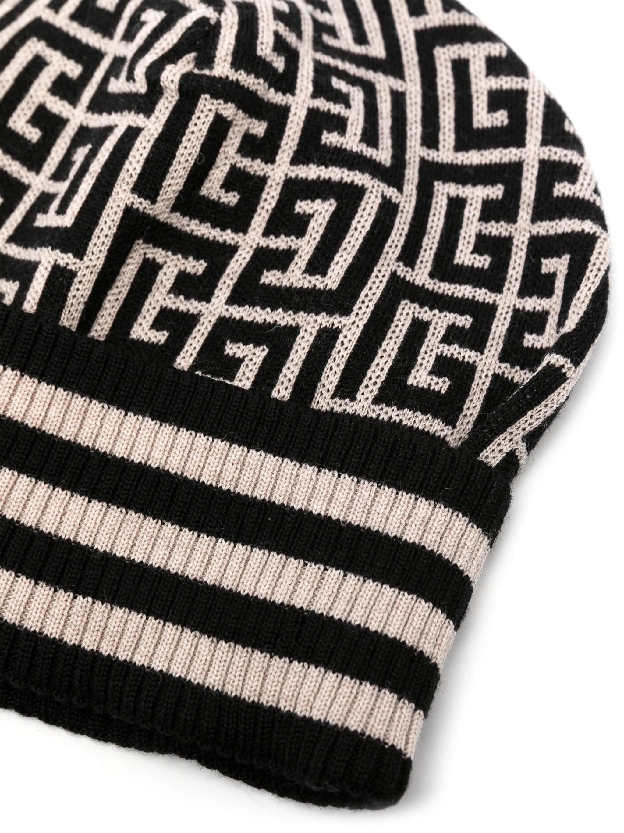 logo-jacquard wool beanie