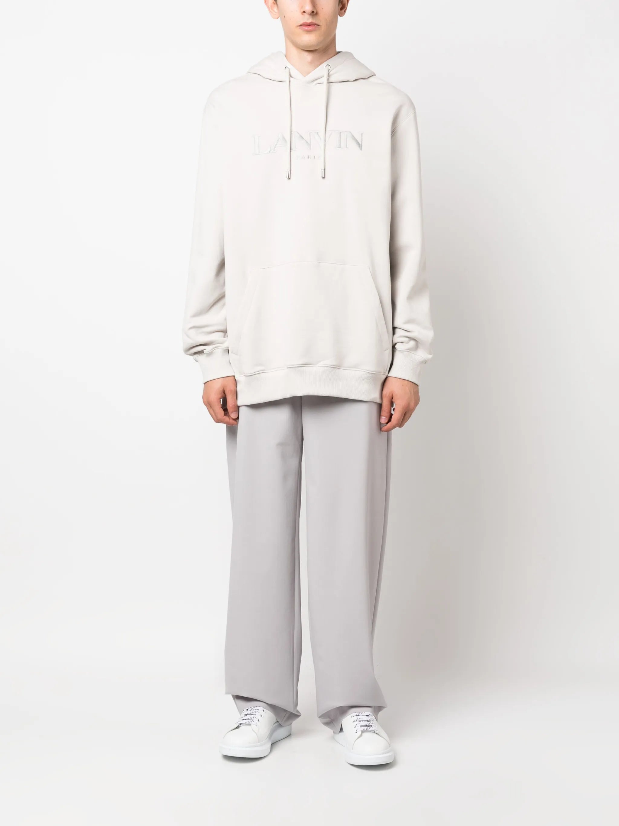 logo-embroidered fleece hoodie